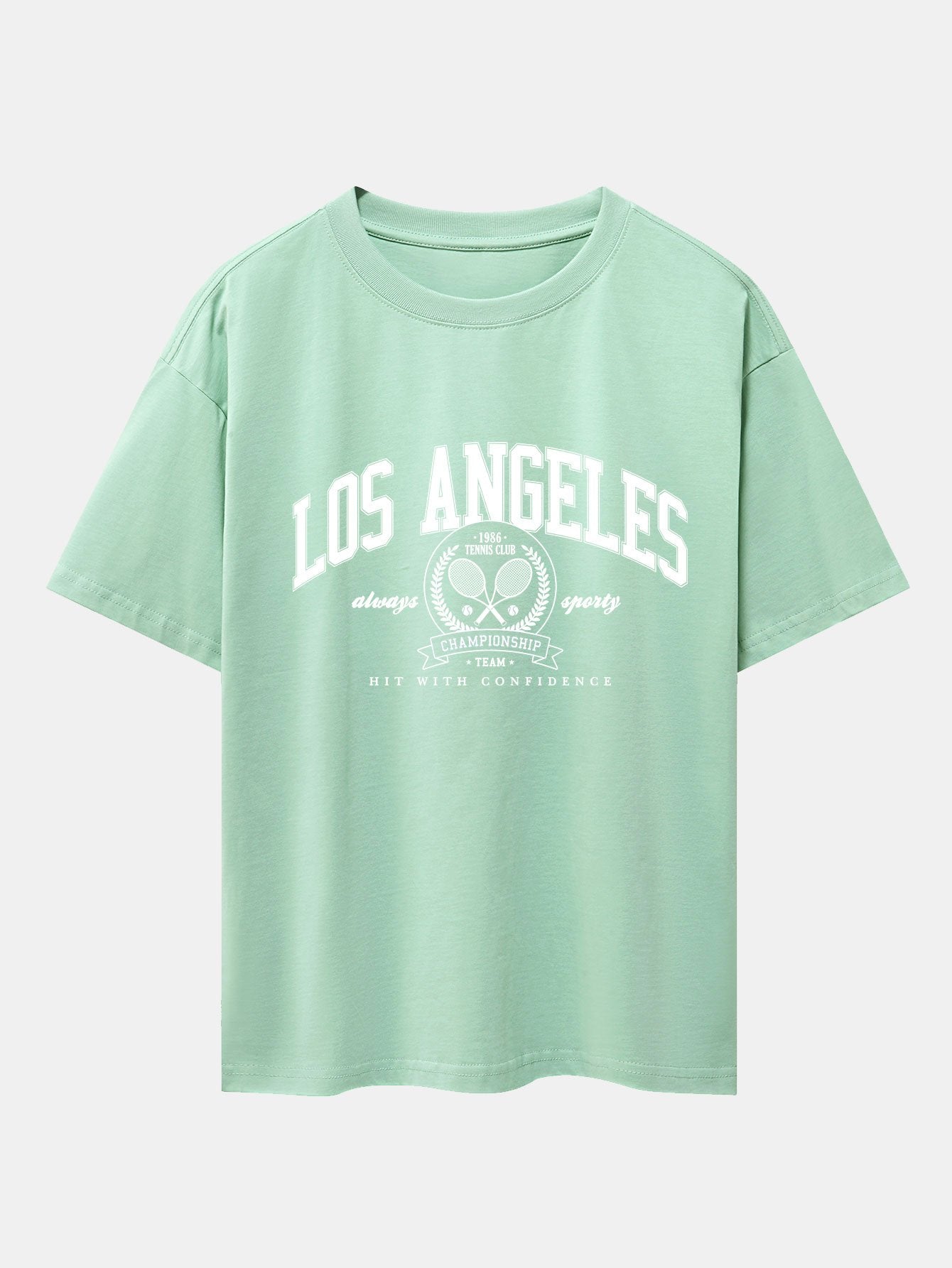 Los Angeles Tennis Print Drop Shoulder Oversize T-Shirt