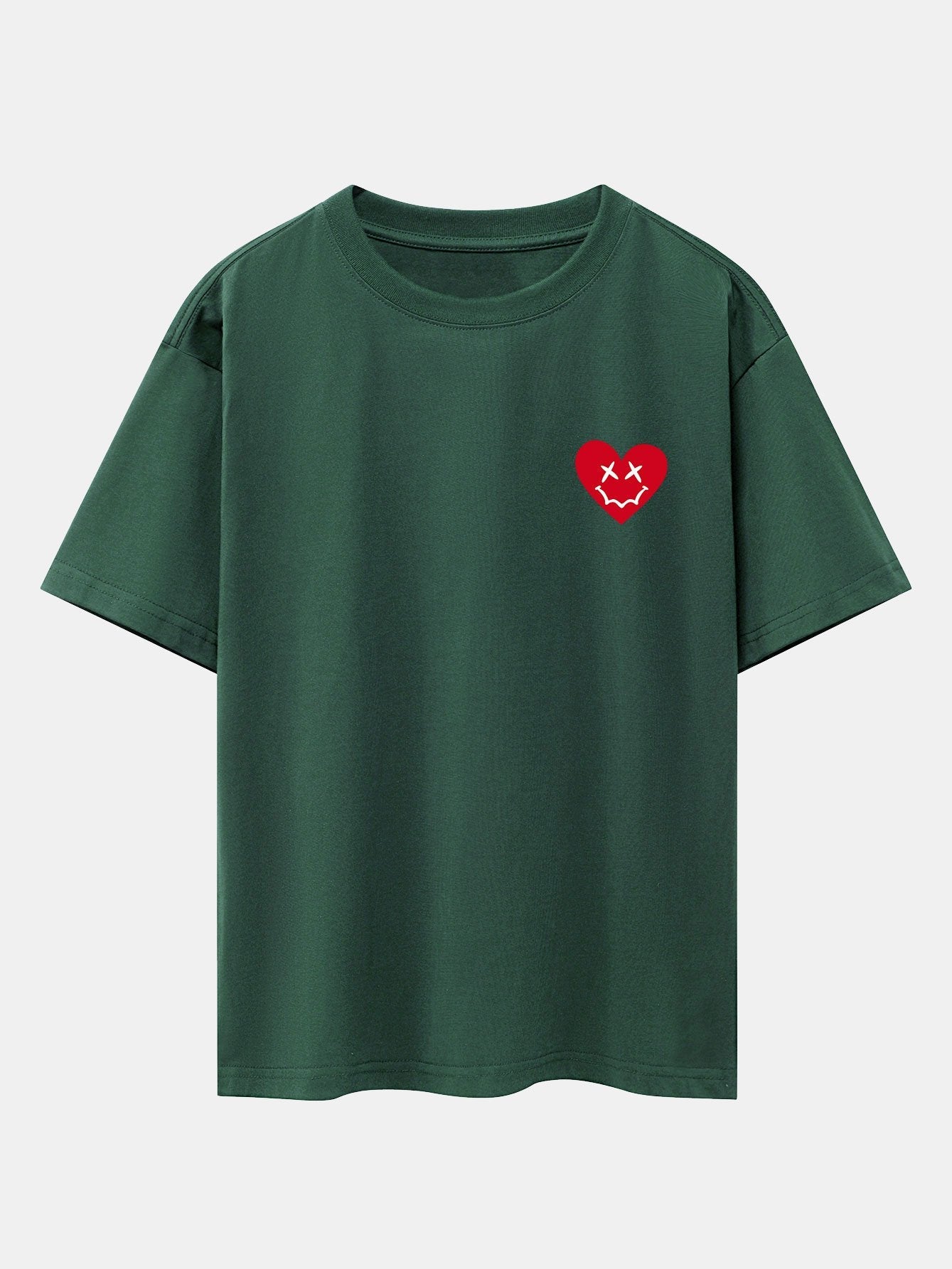 Smiley Heart Print Drop Shoulder Oversize T-Shirt