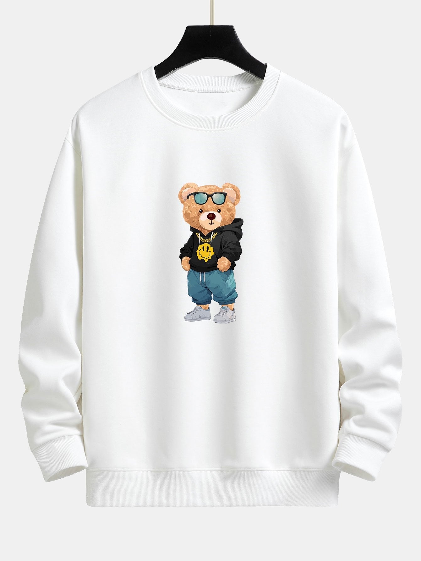 Sweat-shirt coupe décontractée à imprimé ours Hip Hop