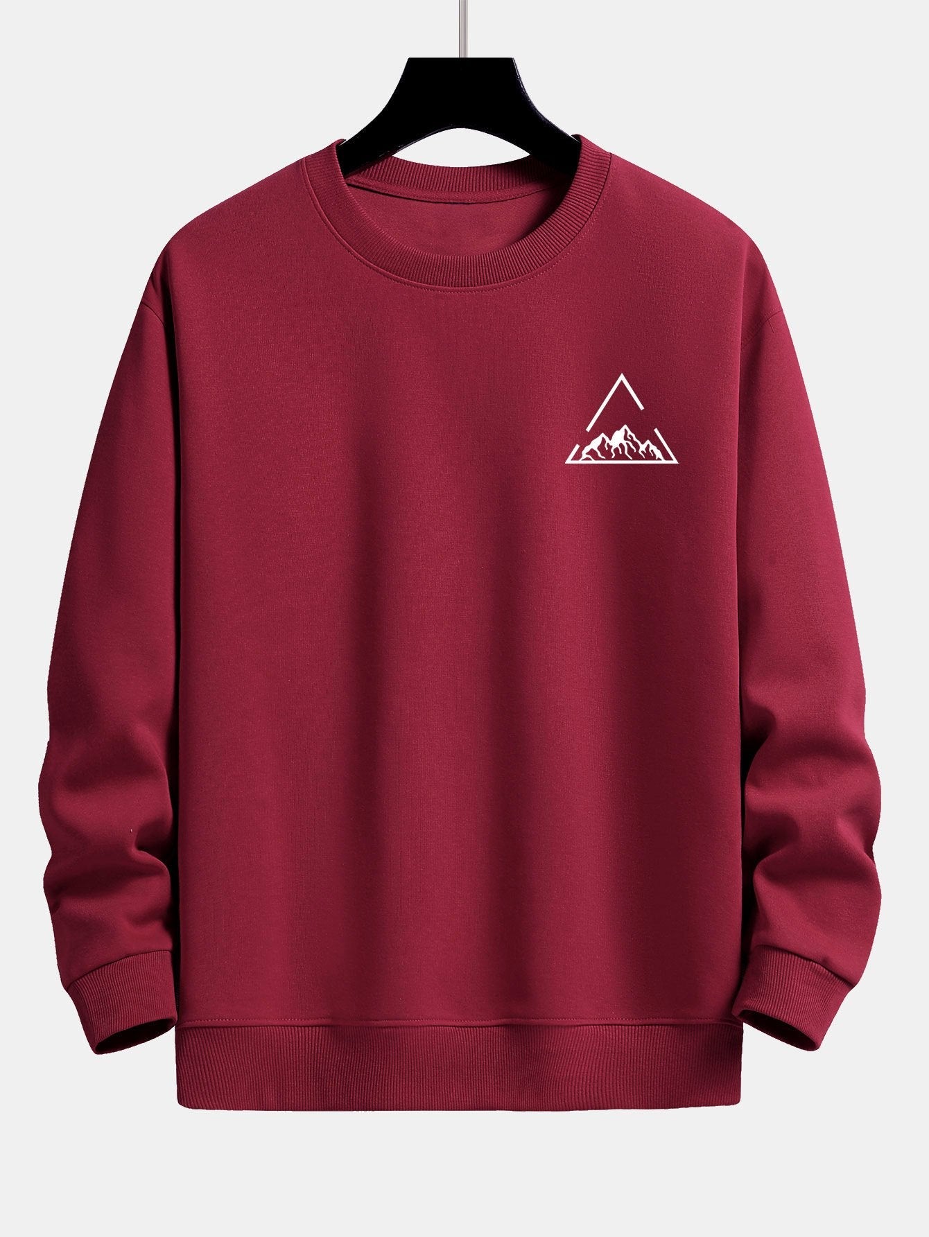 Sweat-shirt coupe décontractée à imprimé triangle et montagne