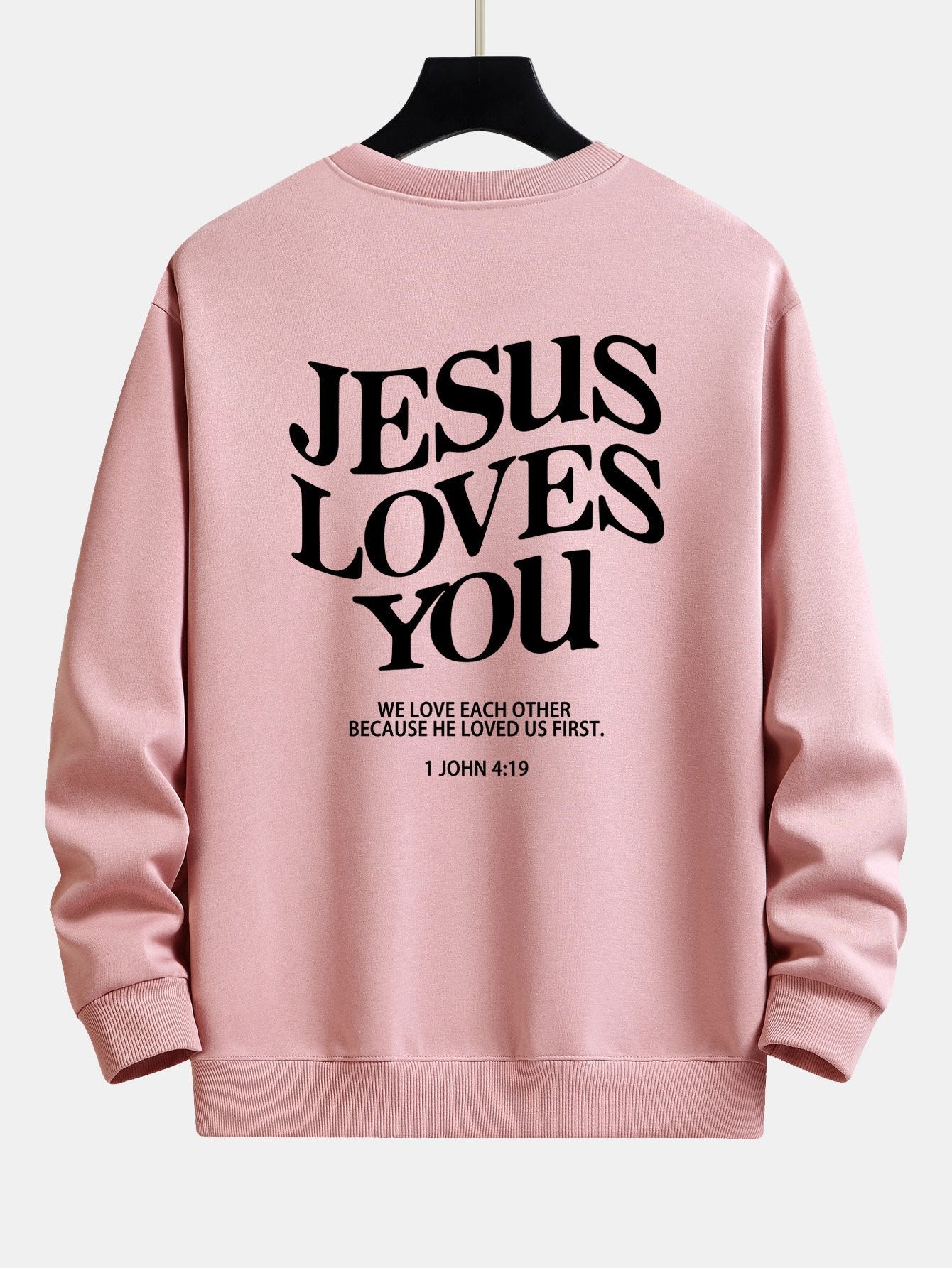 Sweat-shirt coupe décontractée à imprimé Jesus Loves You Back