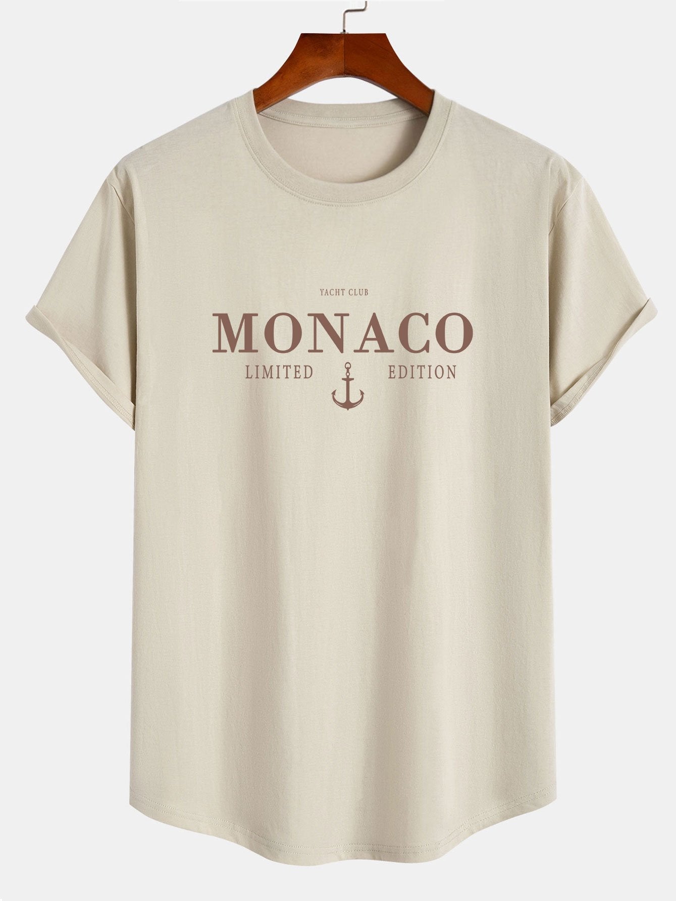 Monaco Slogan Print Cotton Arc Hem T-Shirt