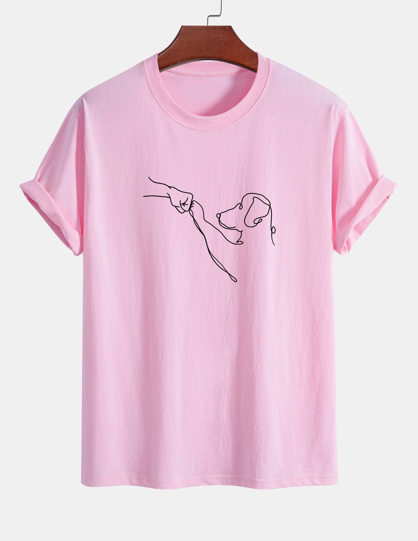 T-shirt en coton imprimé dessin au trait coupe classique