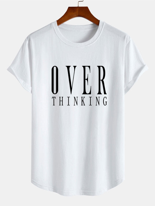 Over Thinking Print Cotton Arc Hem T-Shirt