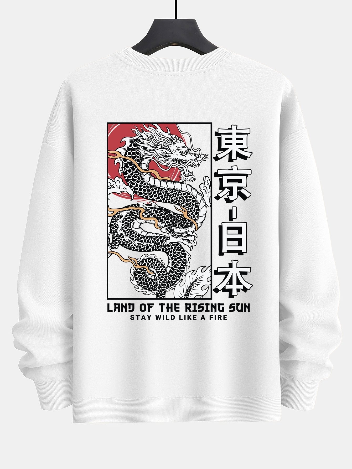 Sweat-shirt coupe décontractée à imprimé Tokyo Dragon au dos