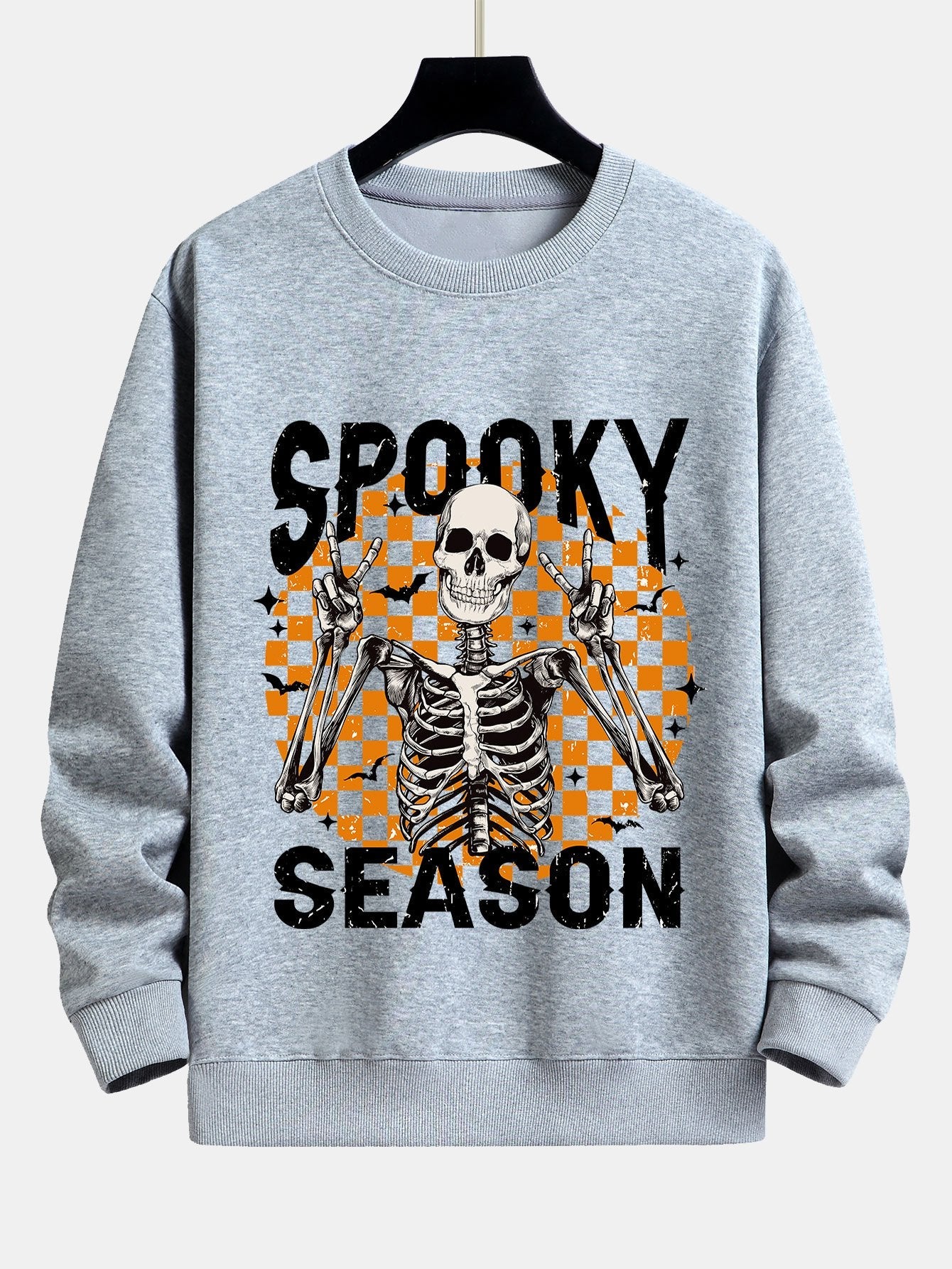 Sweat-shirt coupe décontractée à imprimé squelette Spooky Season