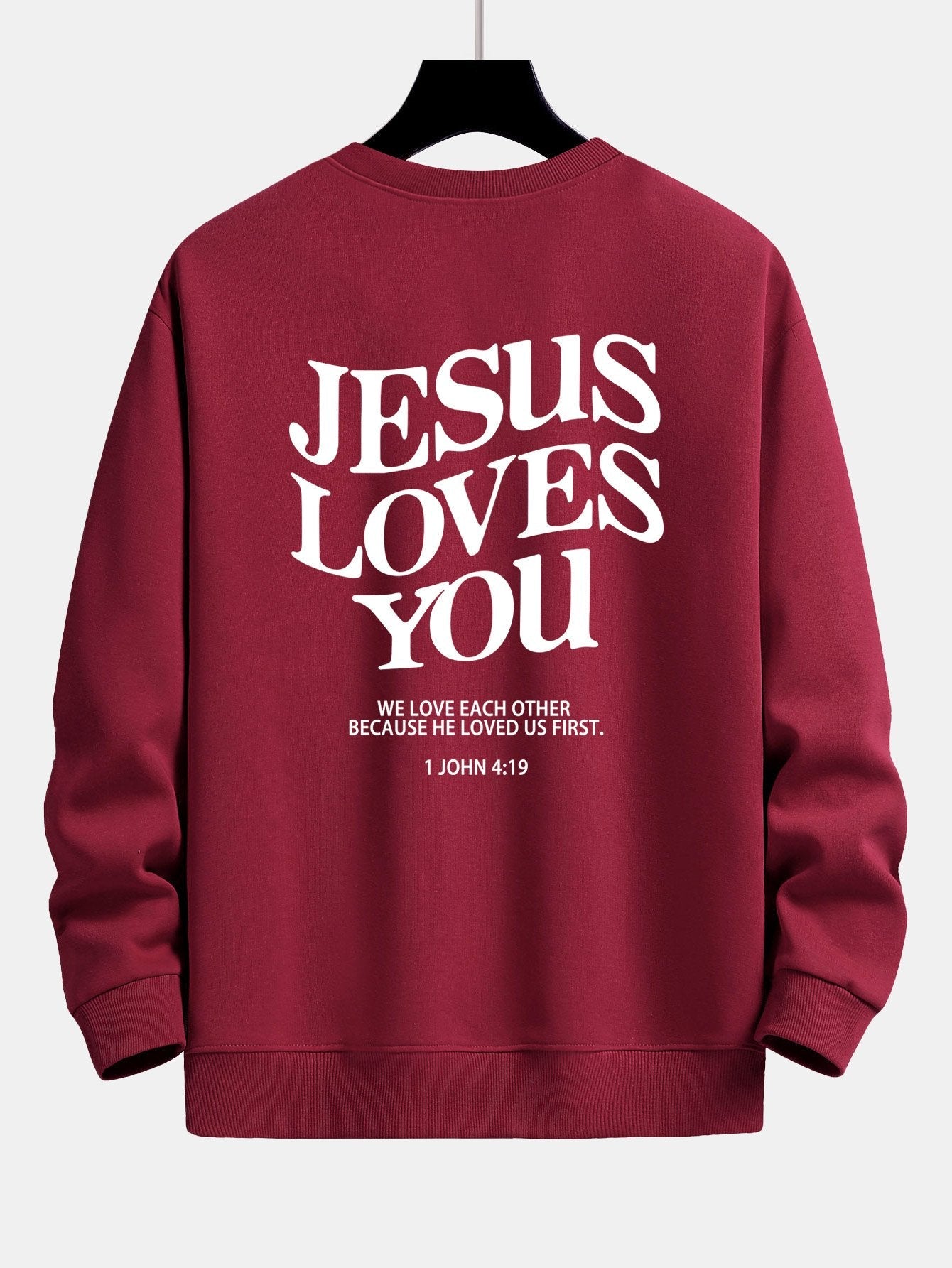 Sweat-shirt coupe décontractée à imprimé Jesus Loves You Back