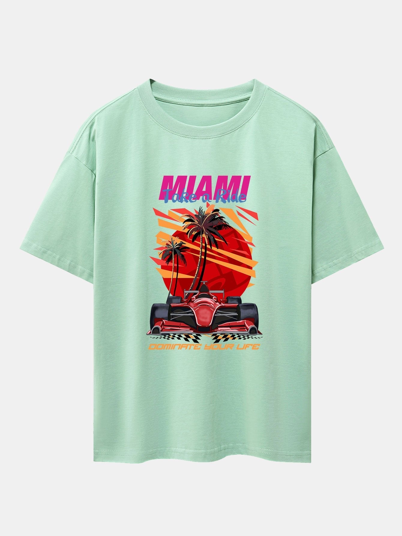 Miami F1 Racing Print Drop Shoulder Oversize T-Shirt