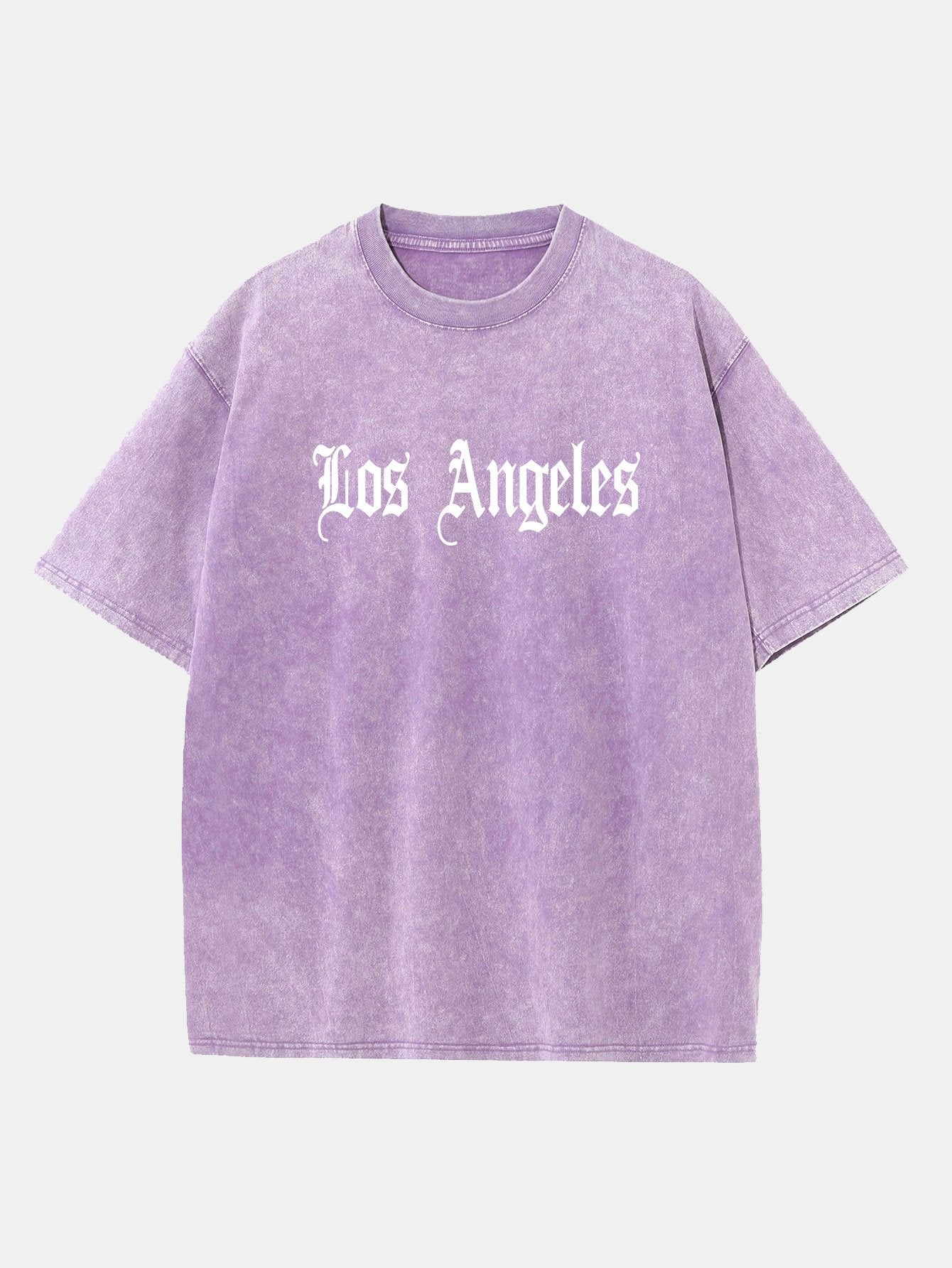 Los Angeles Gothic Print Washed Distressed Drop Shoulder T-Shirt