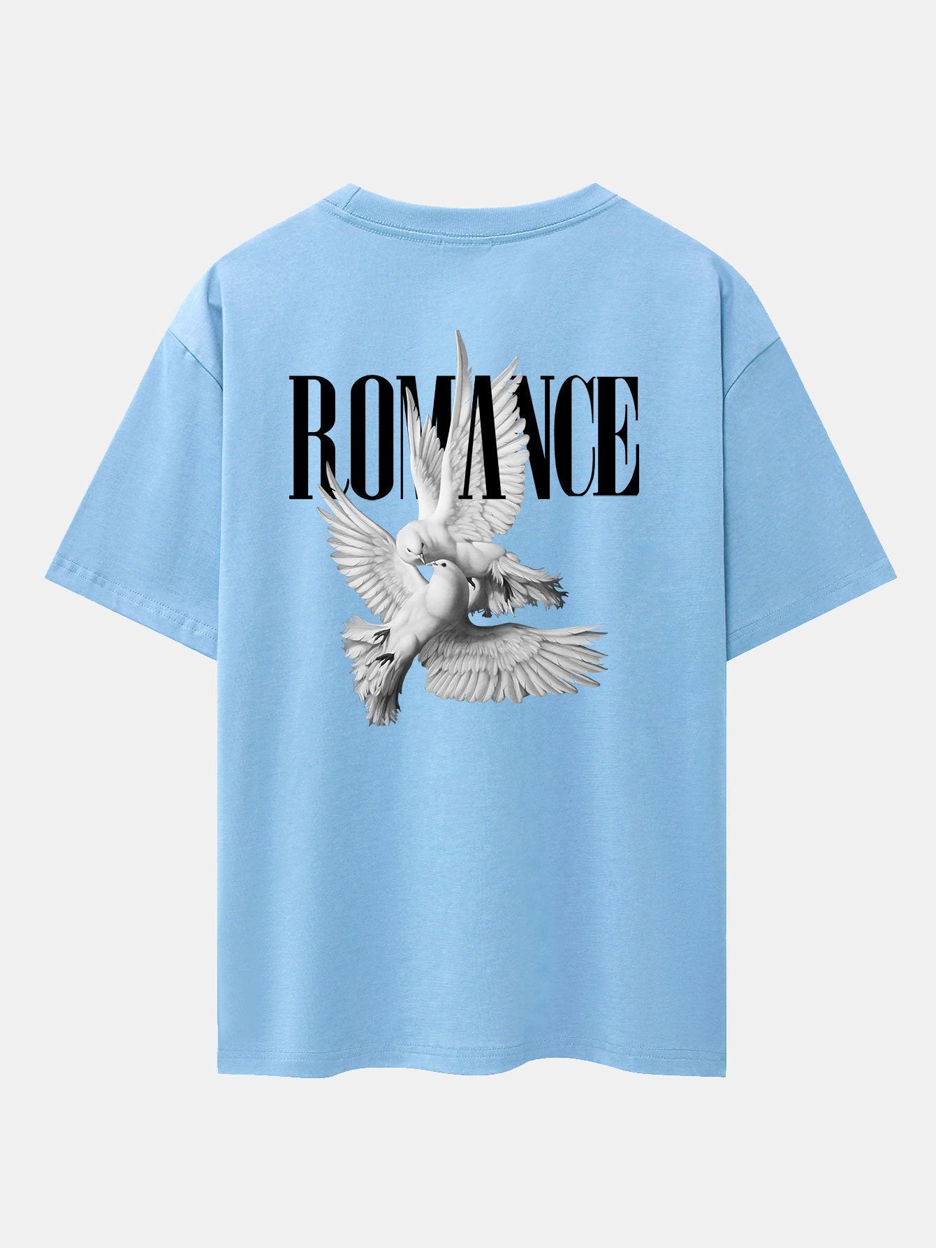 Romance Pigeon Slogan Back Print Drop Shoulder Oversize T-Shirt