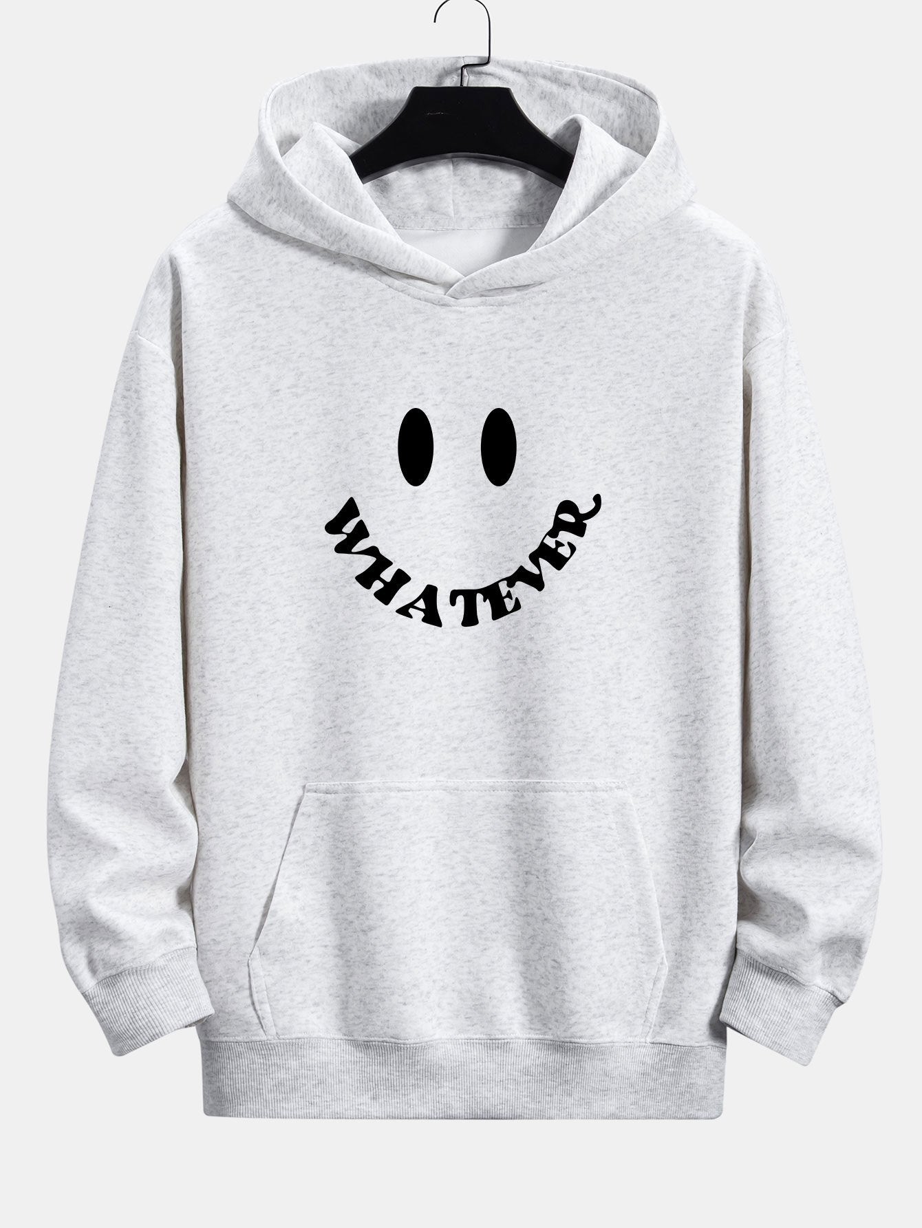 Sweat à capuche coupe décontractée à imprimé smiley et slogan