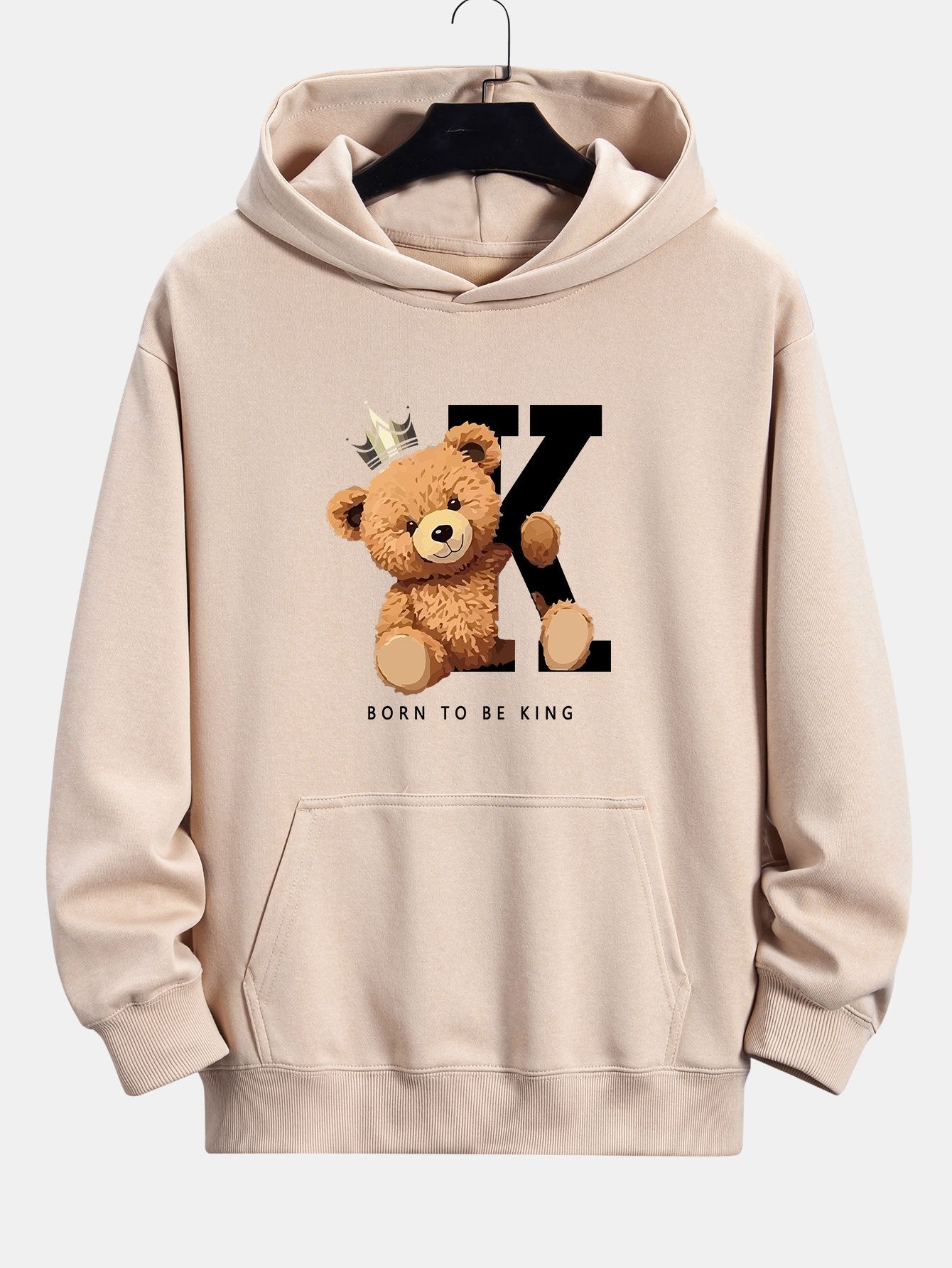 Crown King Bear Print Relax Fit Hoodie