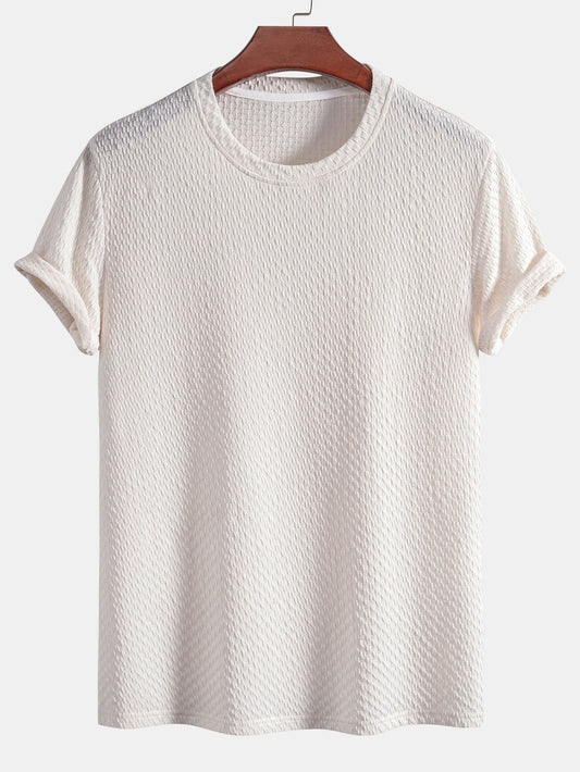 Checkerboard Textured Knitted T-shirt