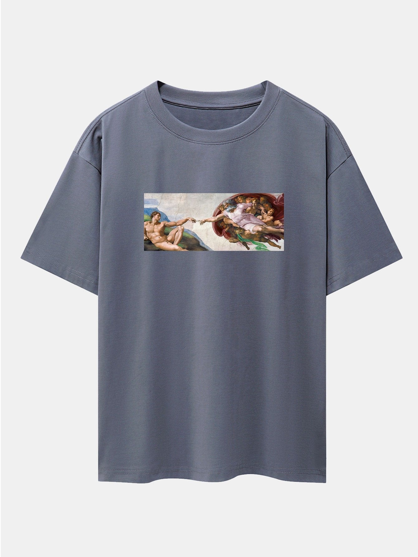 The Creation of Adam Print Drop Shoulder Oversize T-Shirt