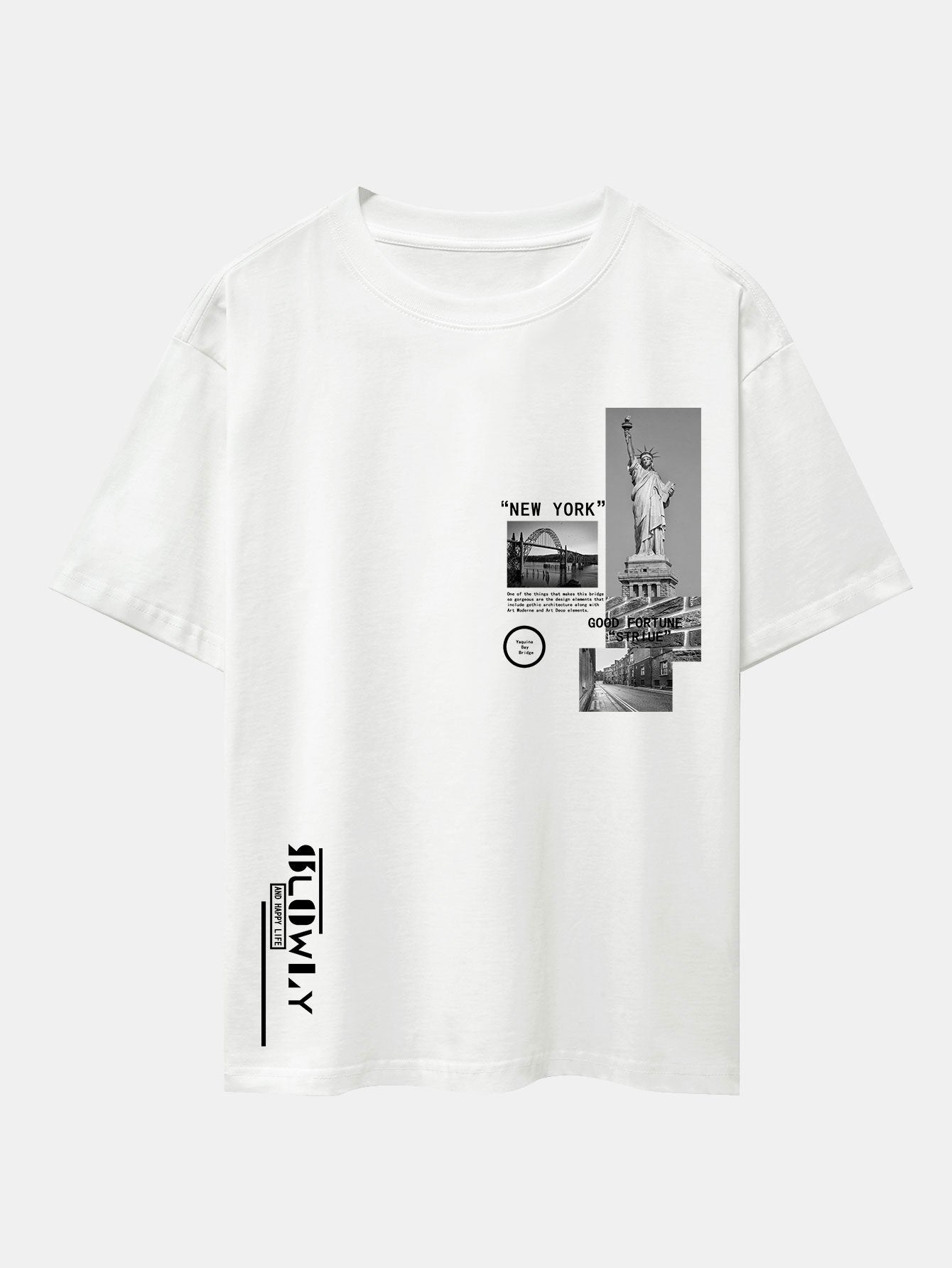 New York Architecture Print Drop Shoulder Oversize T-Shirt