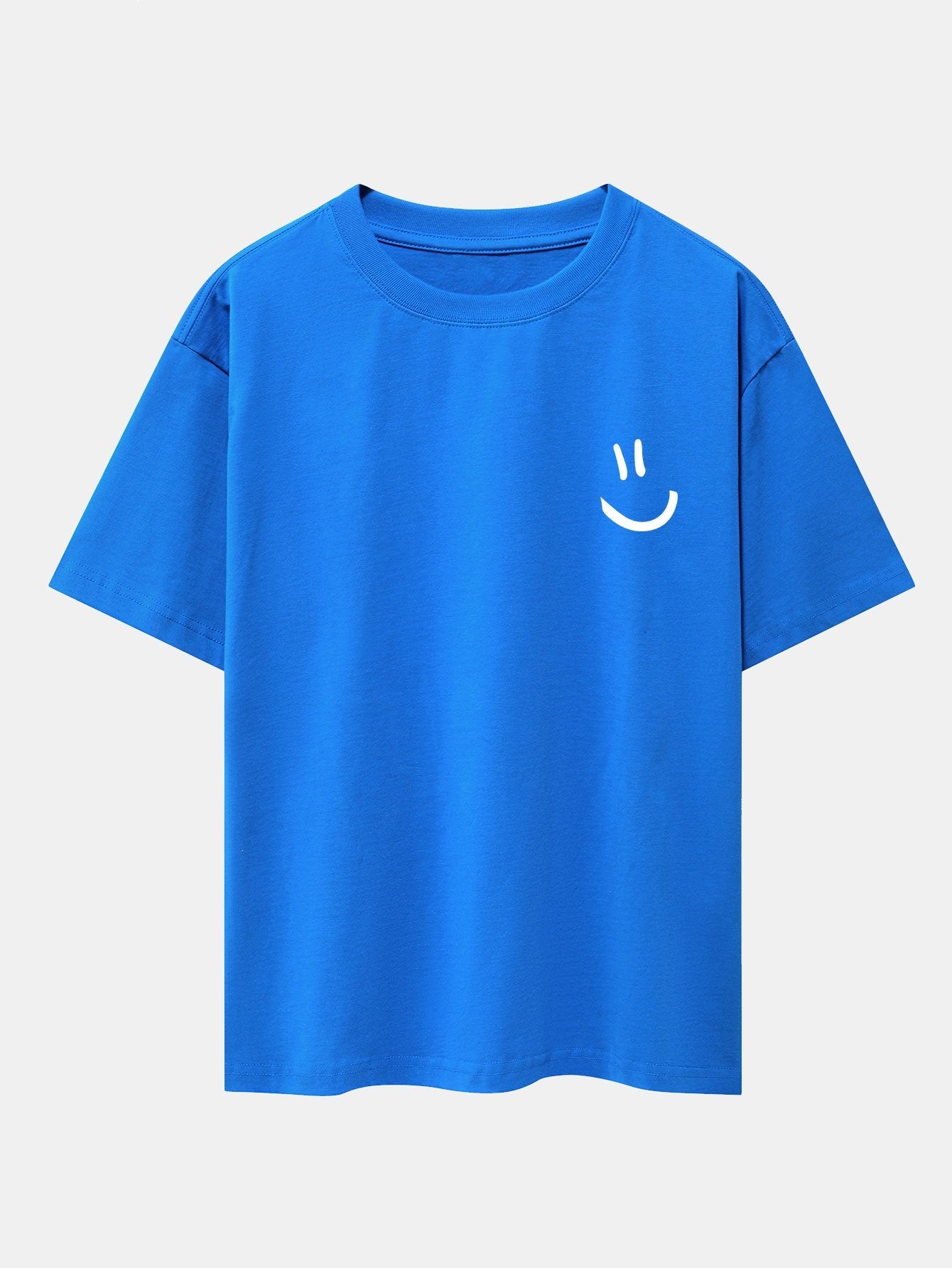 Smiley Face Print Drop Shoulder Oversize T-Shirt