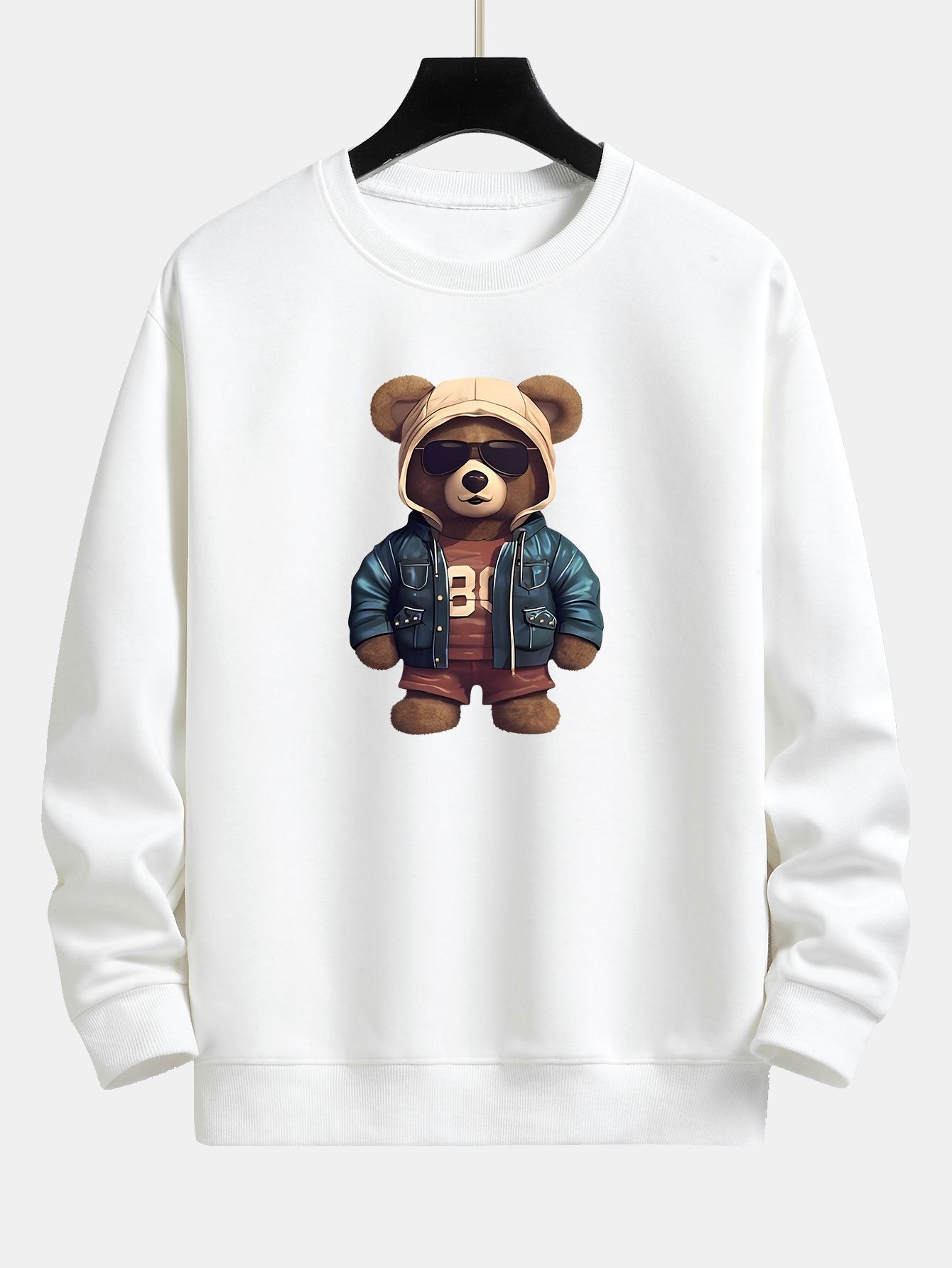 Bear In Leather Jacket Print Relax Fit Sweatshirt