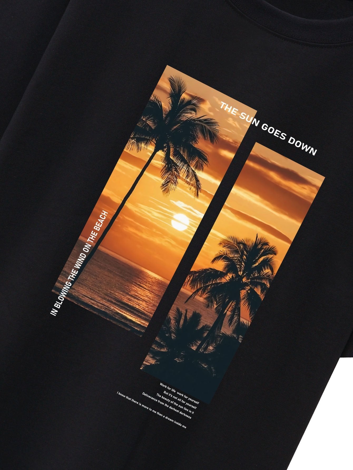 Palm Trees Beach Landscape Slogan Print Drop Shoulder Oversize T-Shirt