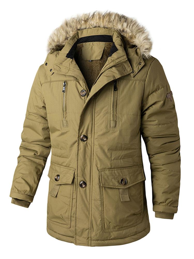 Manteau à capuche amovible avec col en fausse fourrure 