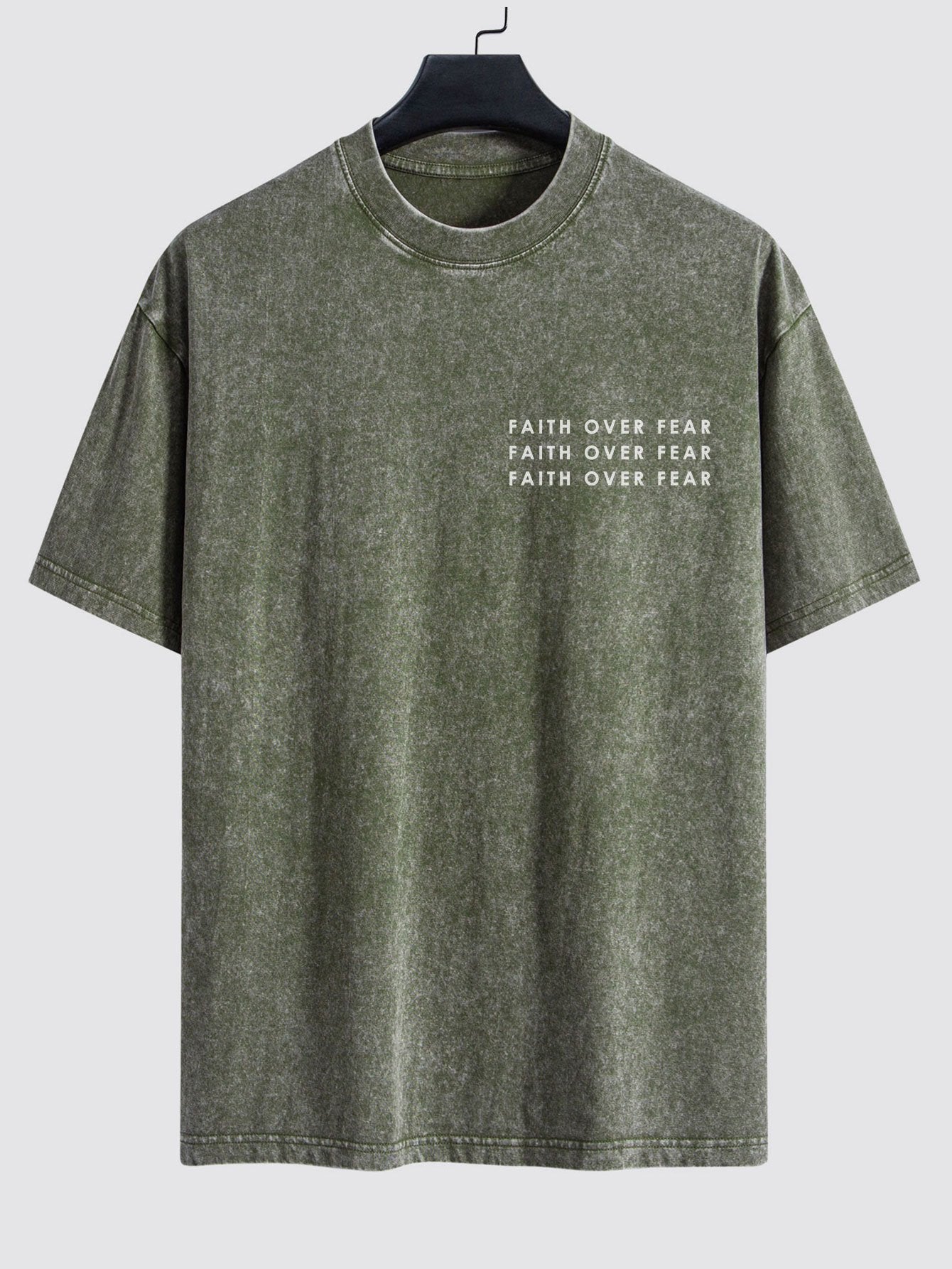 Slogan Print Washed Distressed Drop Shoulder T-Shirt