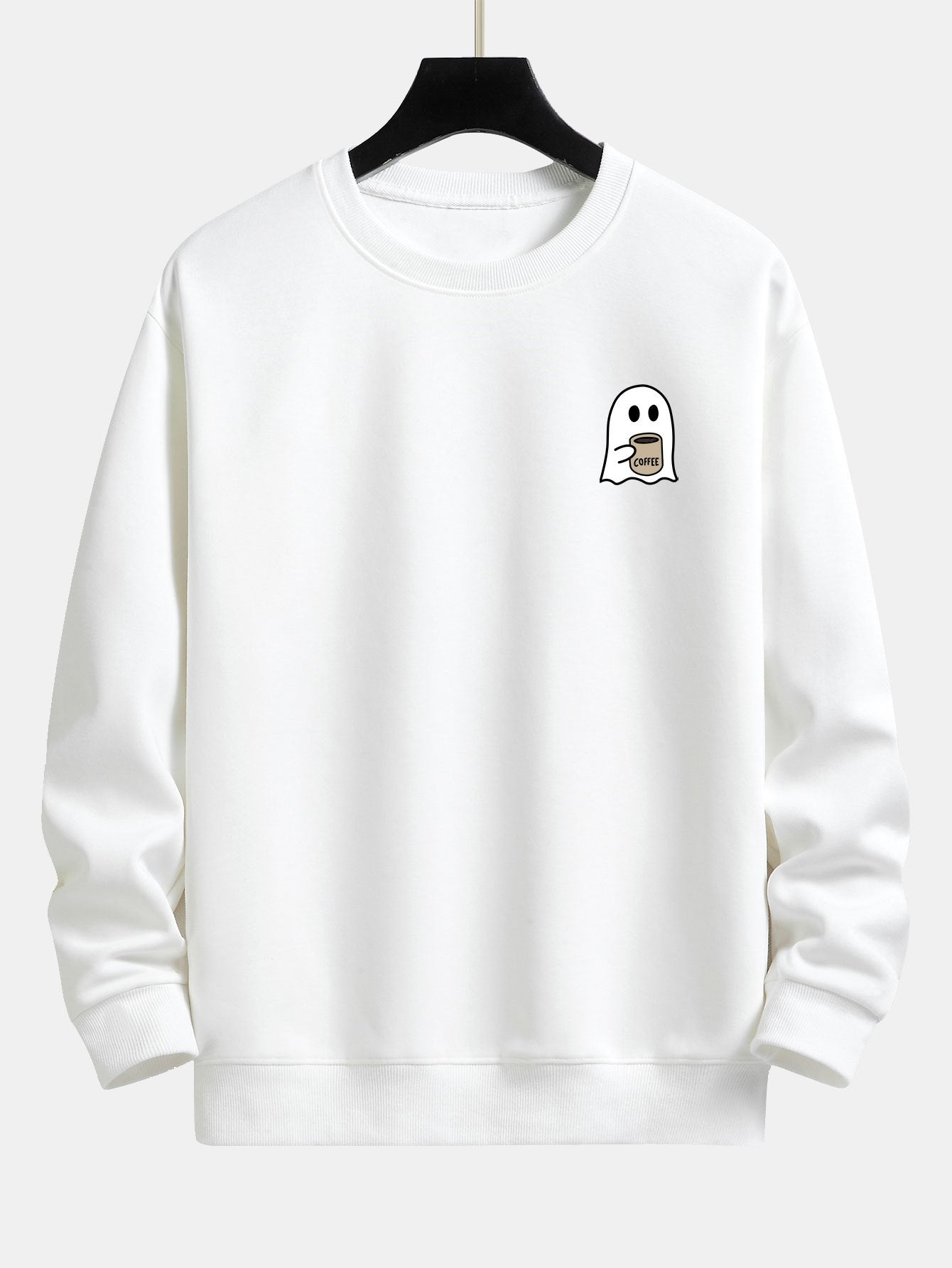 Ghost Drinking Coffee Print Relax Fit Sweatshirt