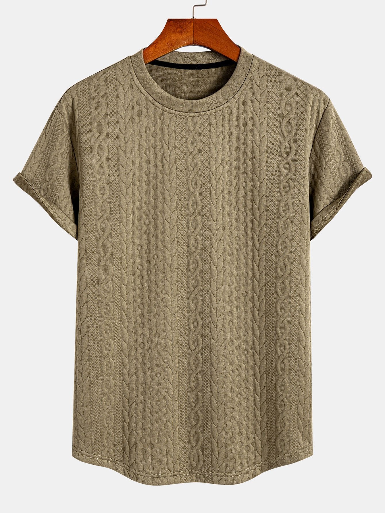 T-shirt en jacquard torsadé avec ourlet arqué