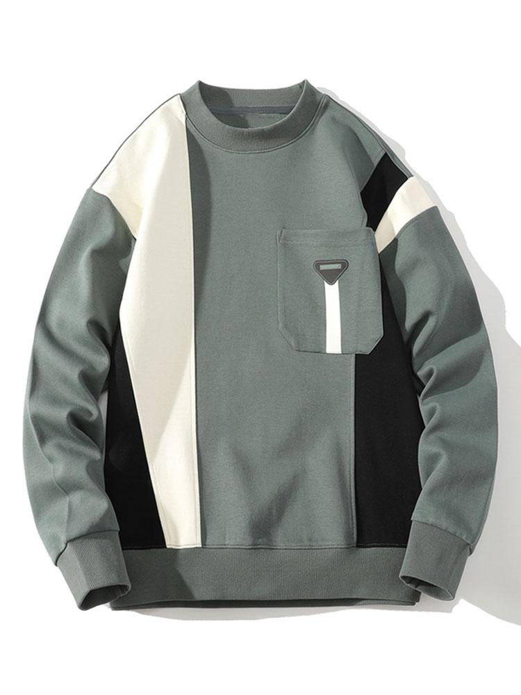 Sweat-shirt color block avec poche