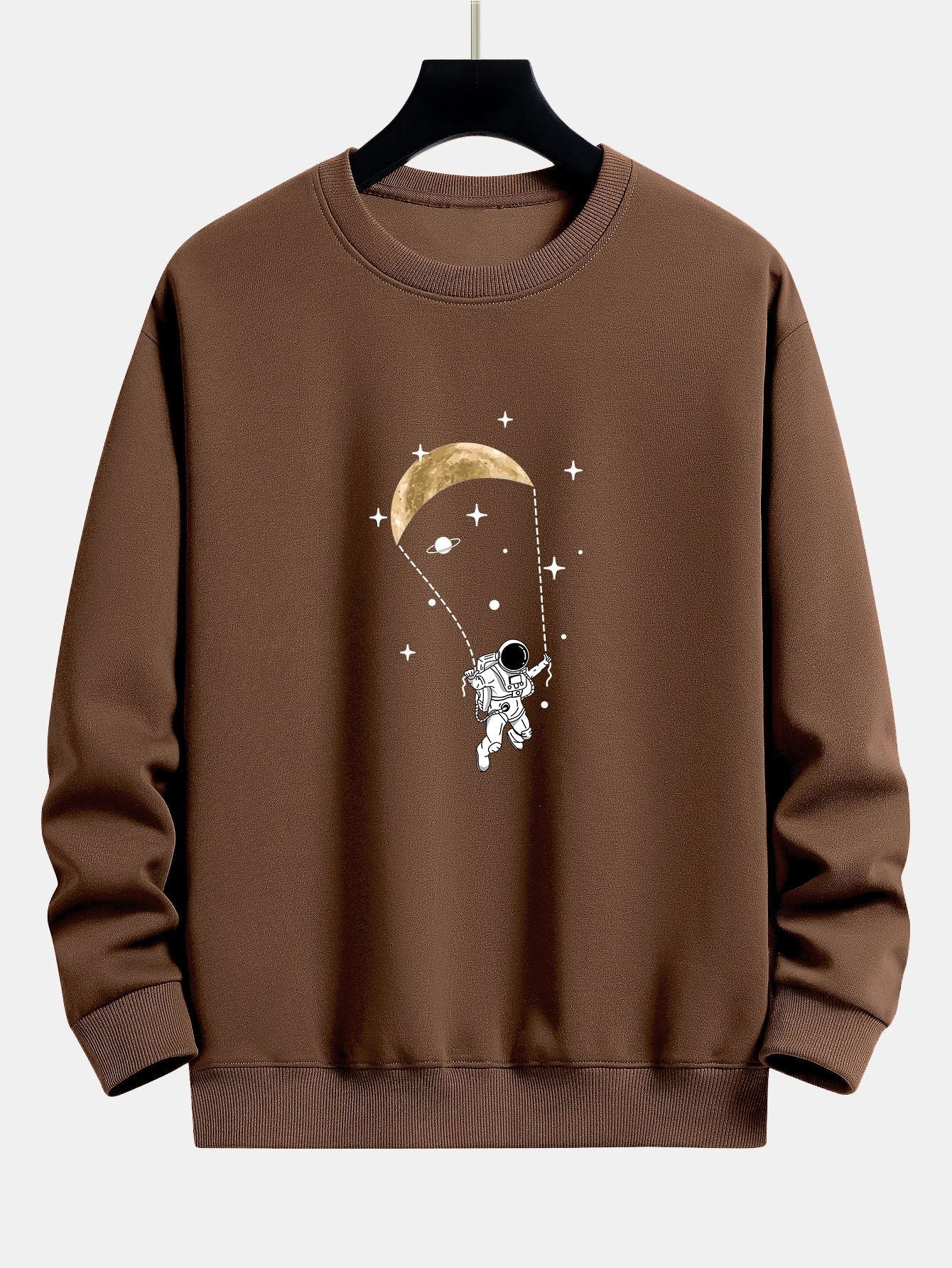 Sweat-shirt coupe décontractée à imprimé astronaute et lune