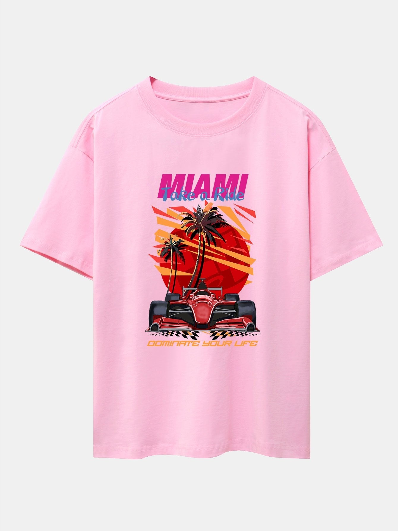 Miami F1 Racing Print Drop Shoulder Oversize T-Shirt