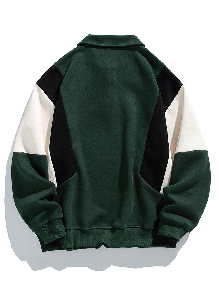 Relax Fit Color Block Polo Sweatshirt