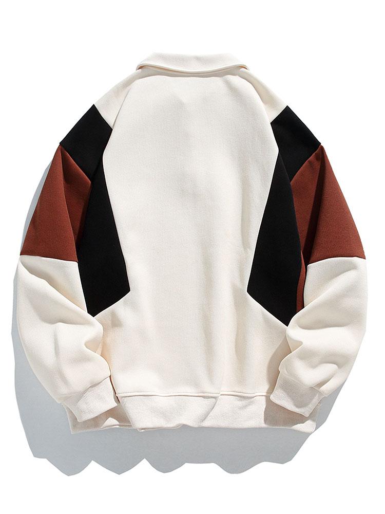 Relax Fit Color Block Polo Sweatshirt