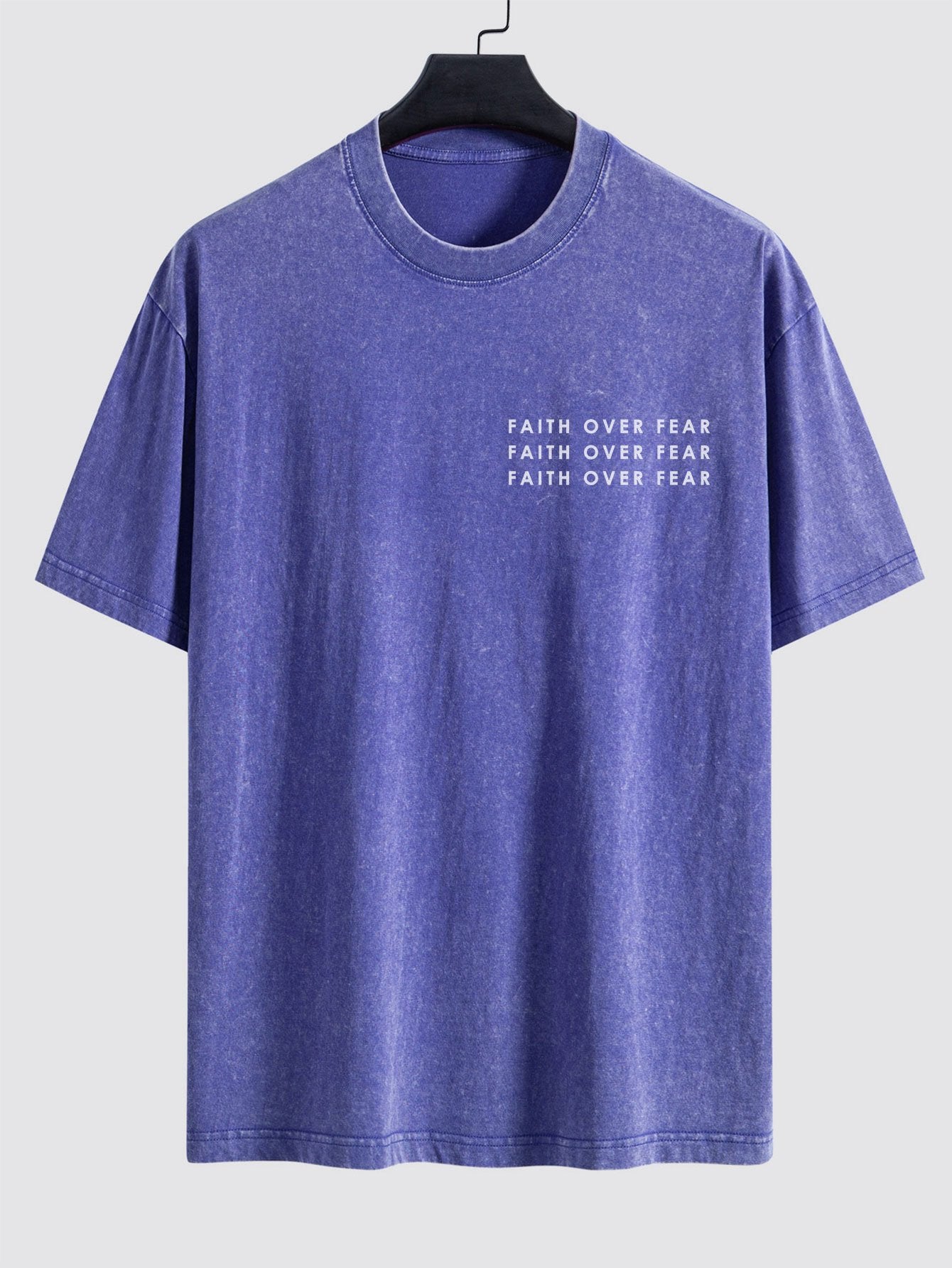 Slogan Print Washed Distressed Drop Shoulder T-Shirt