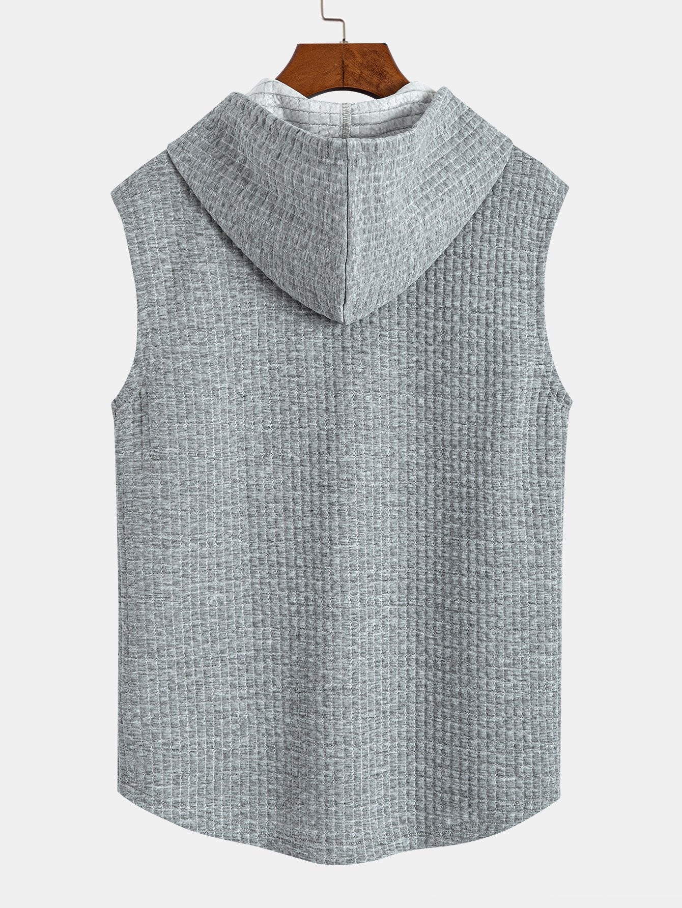 Sleeveless Waffle Hooded Vest