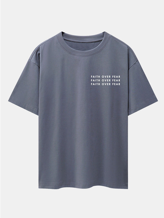 Slogan Print Drop Shoulder Oversize T-Shirt