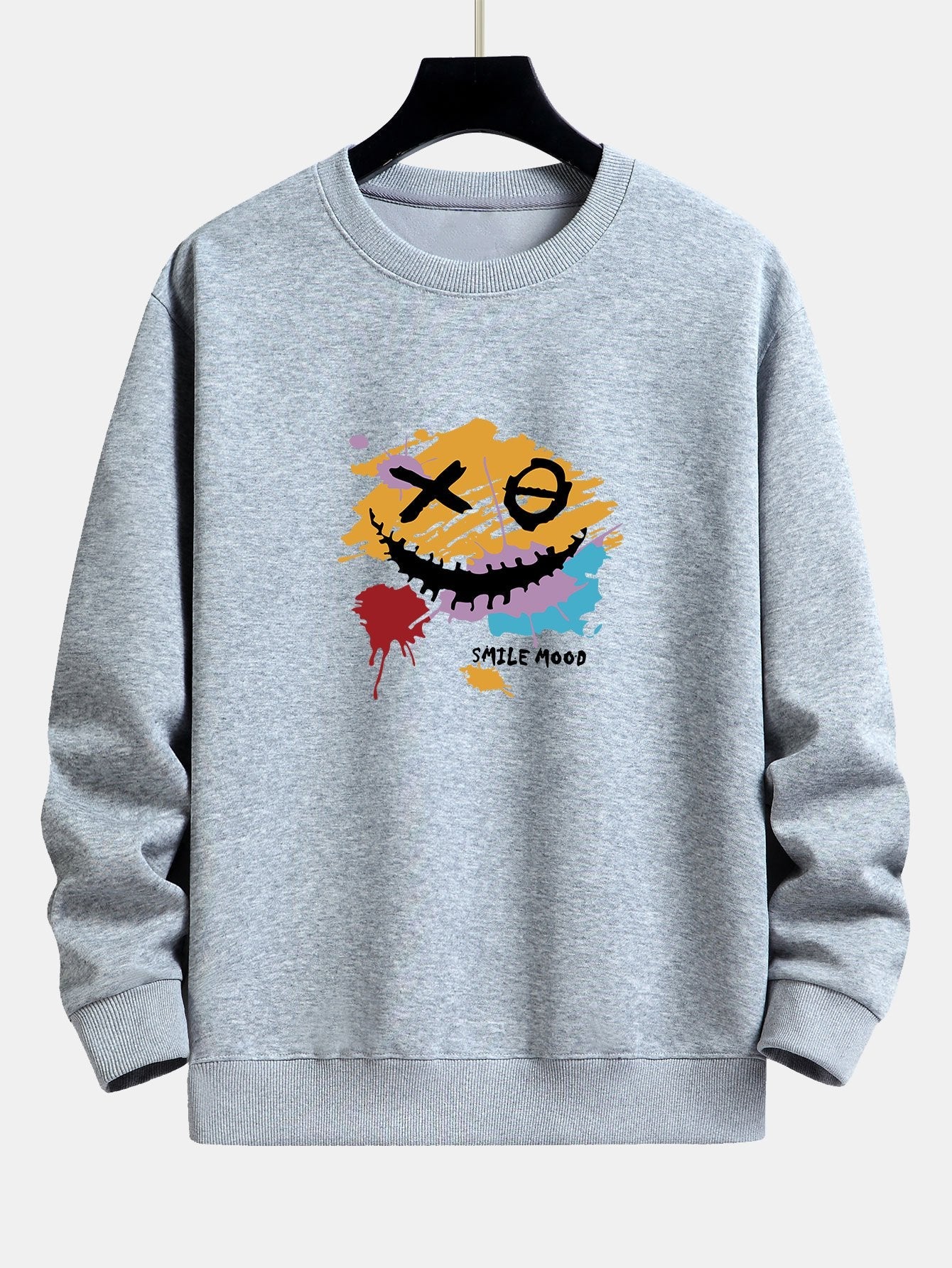 Sweat-shirt coupe décontractée à imprimé graffiti smiley