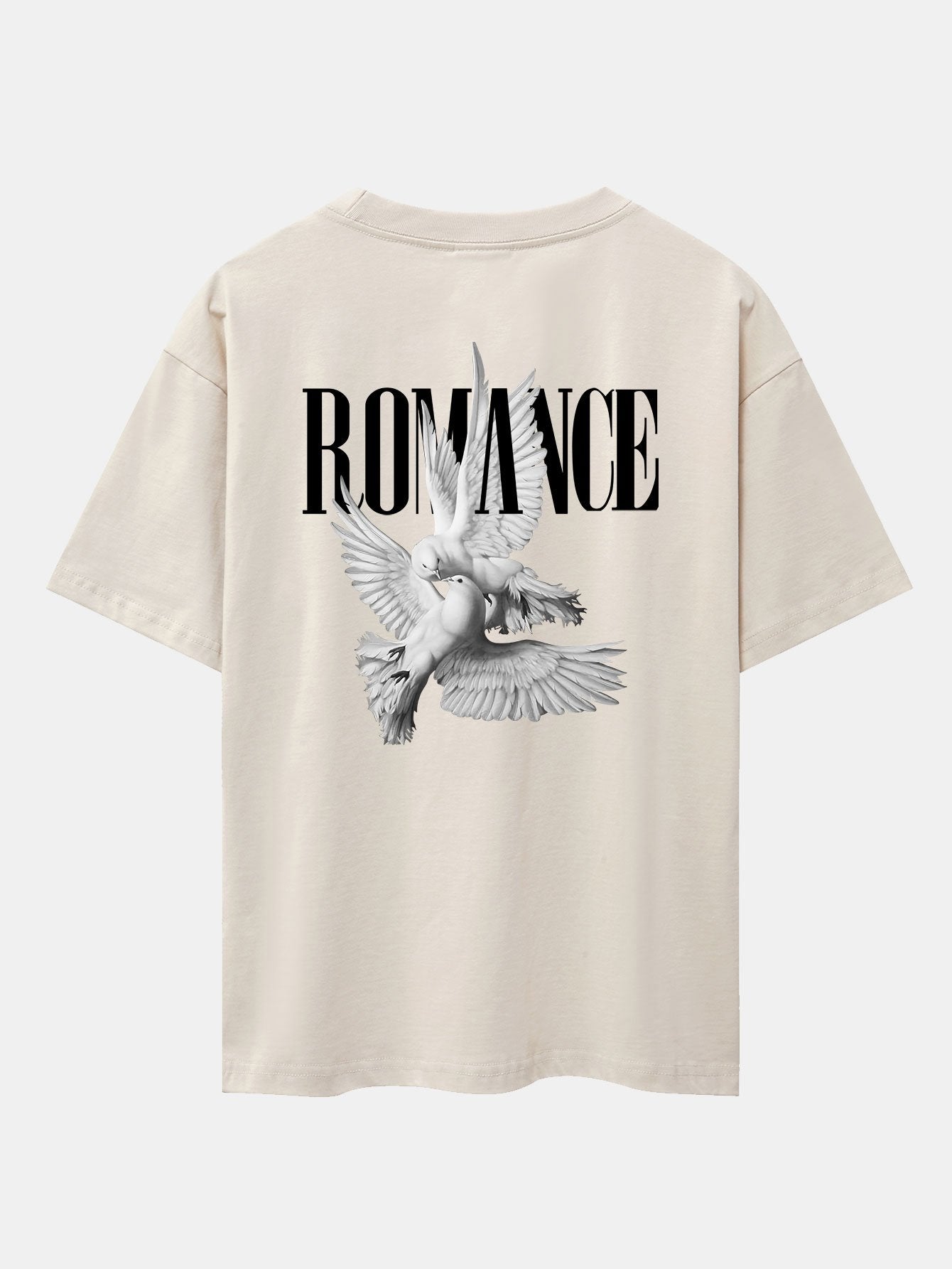 Romance Pigeon Slogan Back Print Drop Shoulder Oversize T-Shirt