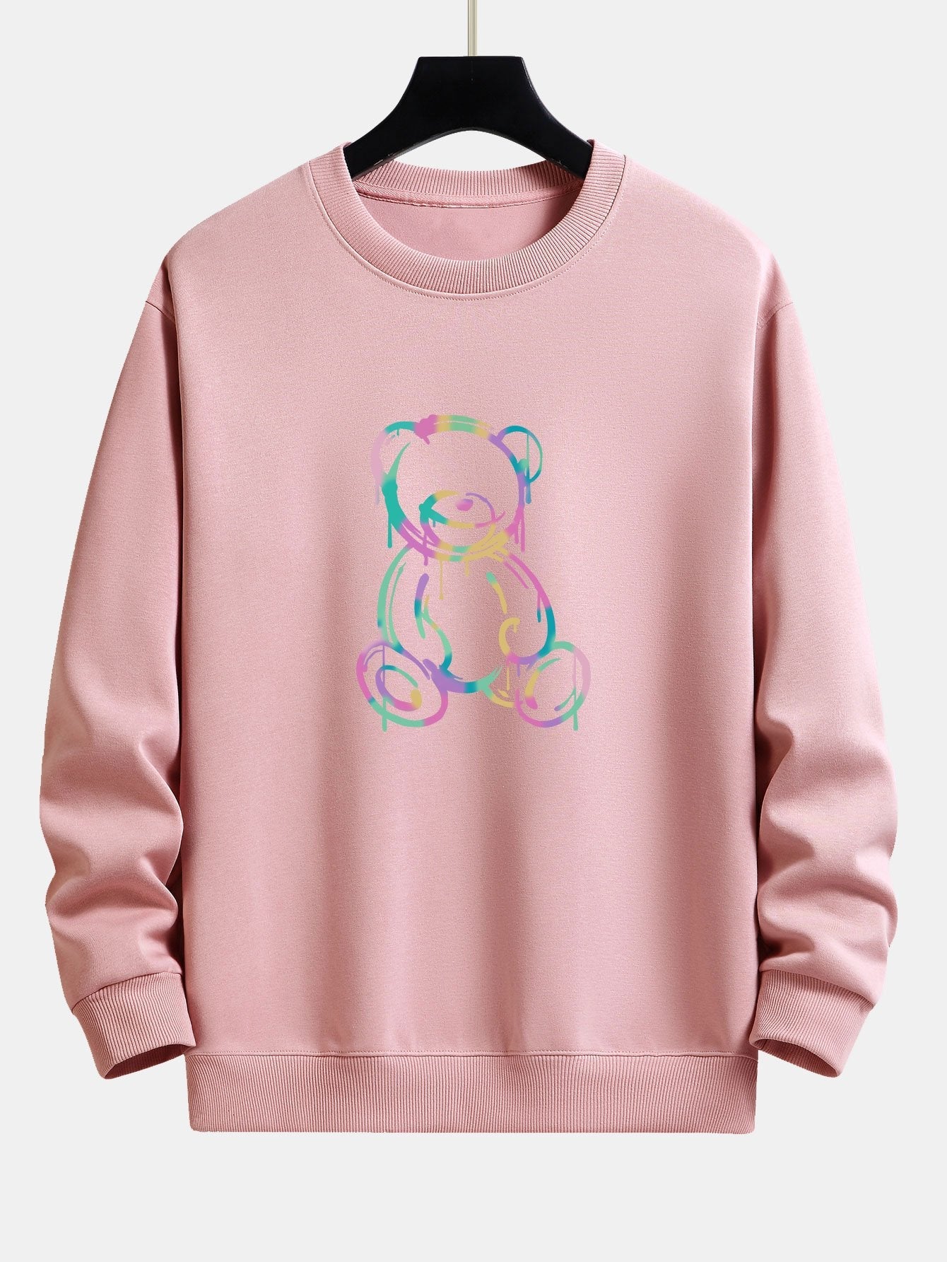 Colorful Dissolving Bear Print Relax Fit Sweatshirt