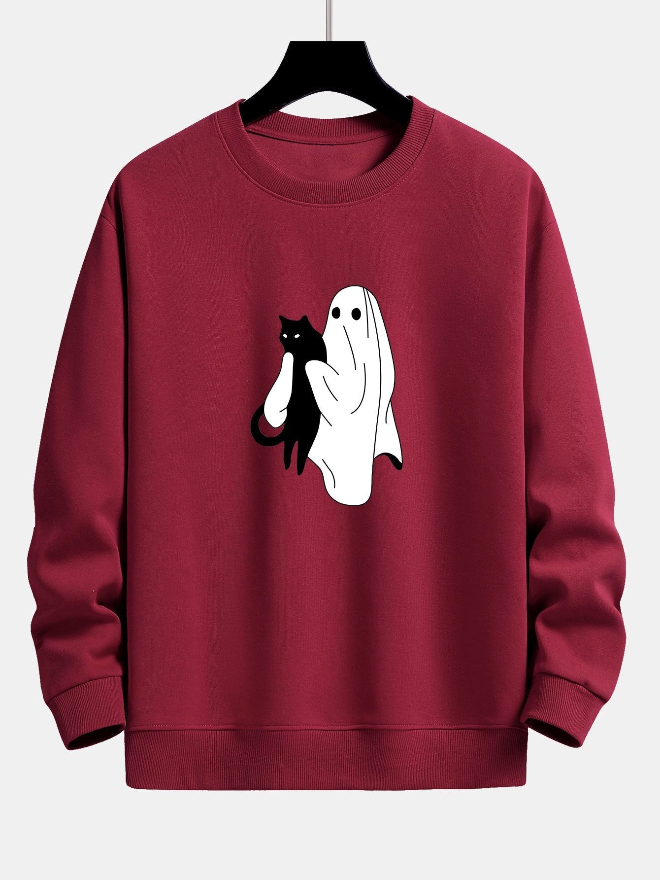 Ghost Black Cat Print Relax Fit Sweatshirt