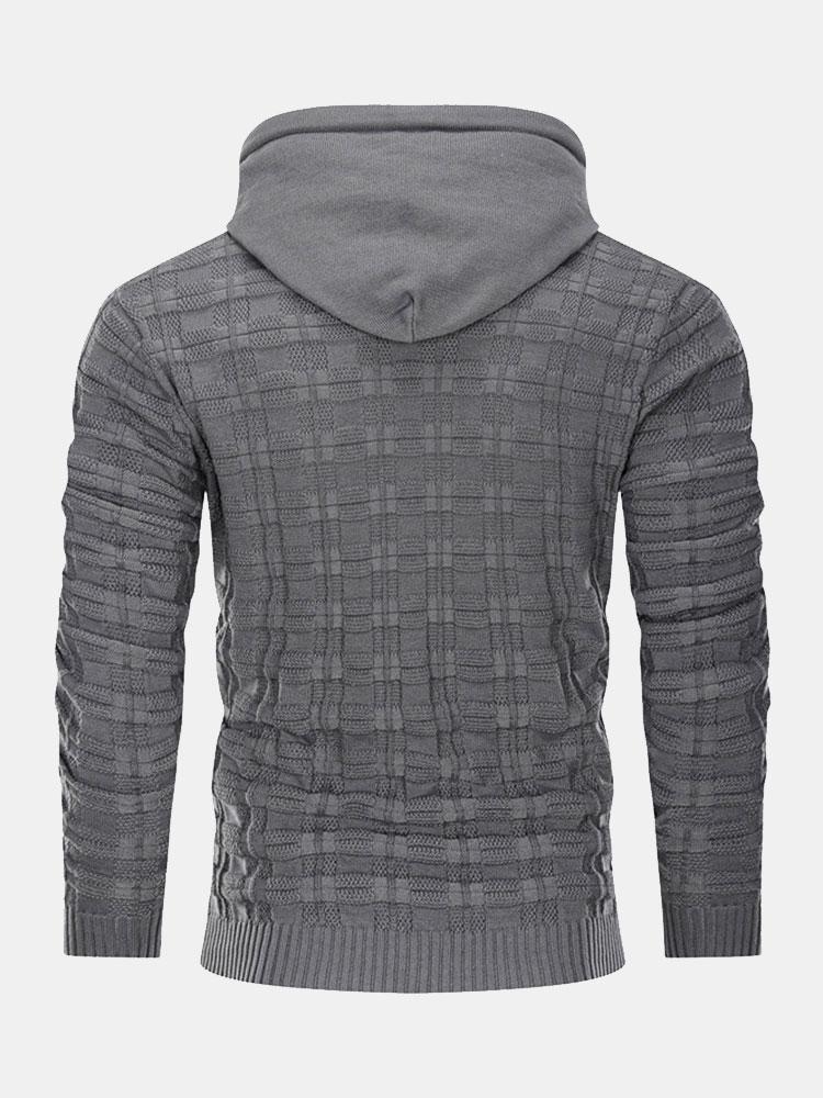 Pull à capuche et panneaux à carreaux en tricot coupe slim