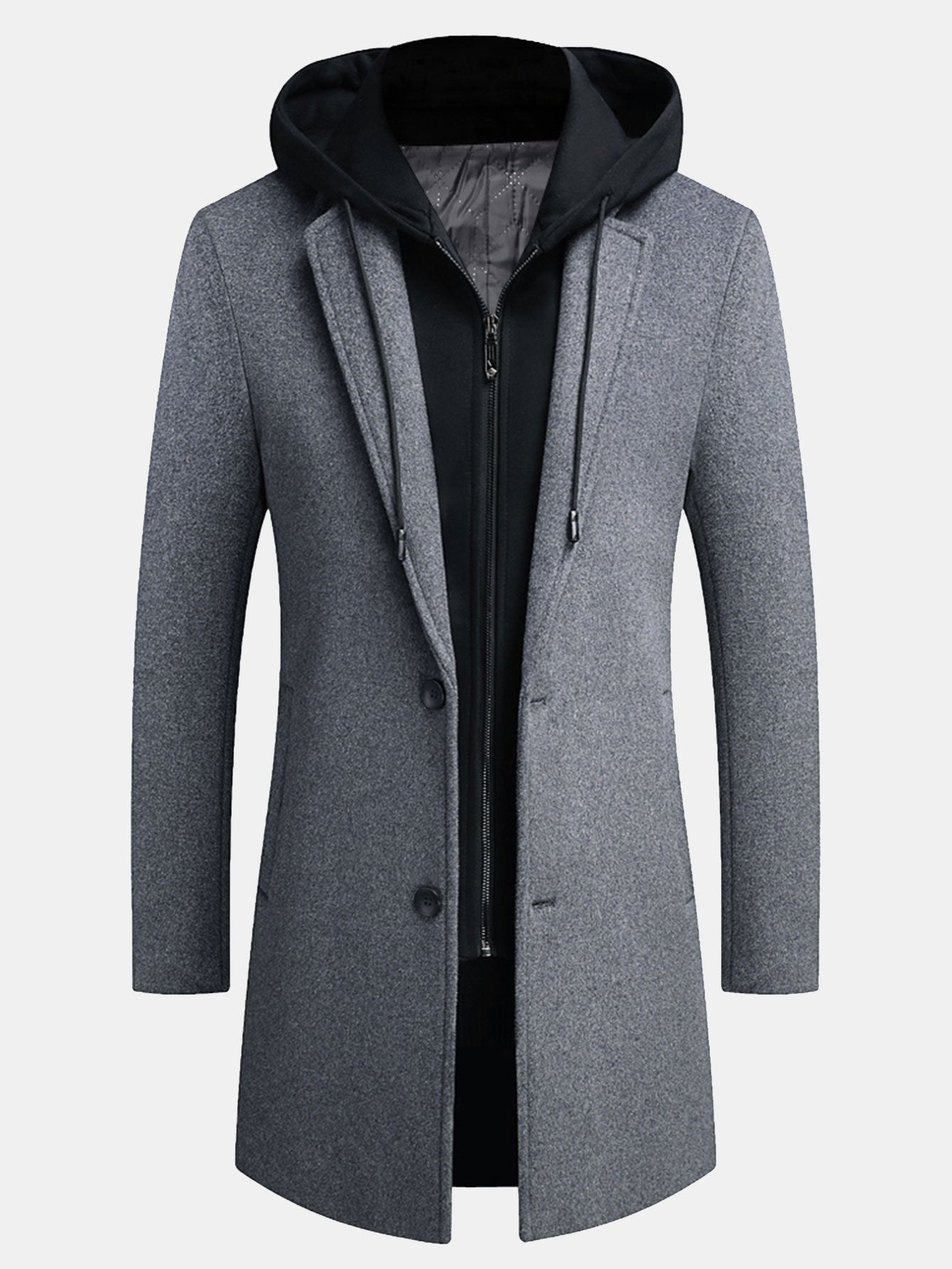 Detachable Hooded Woolen Overcoat