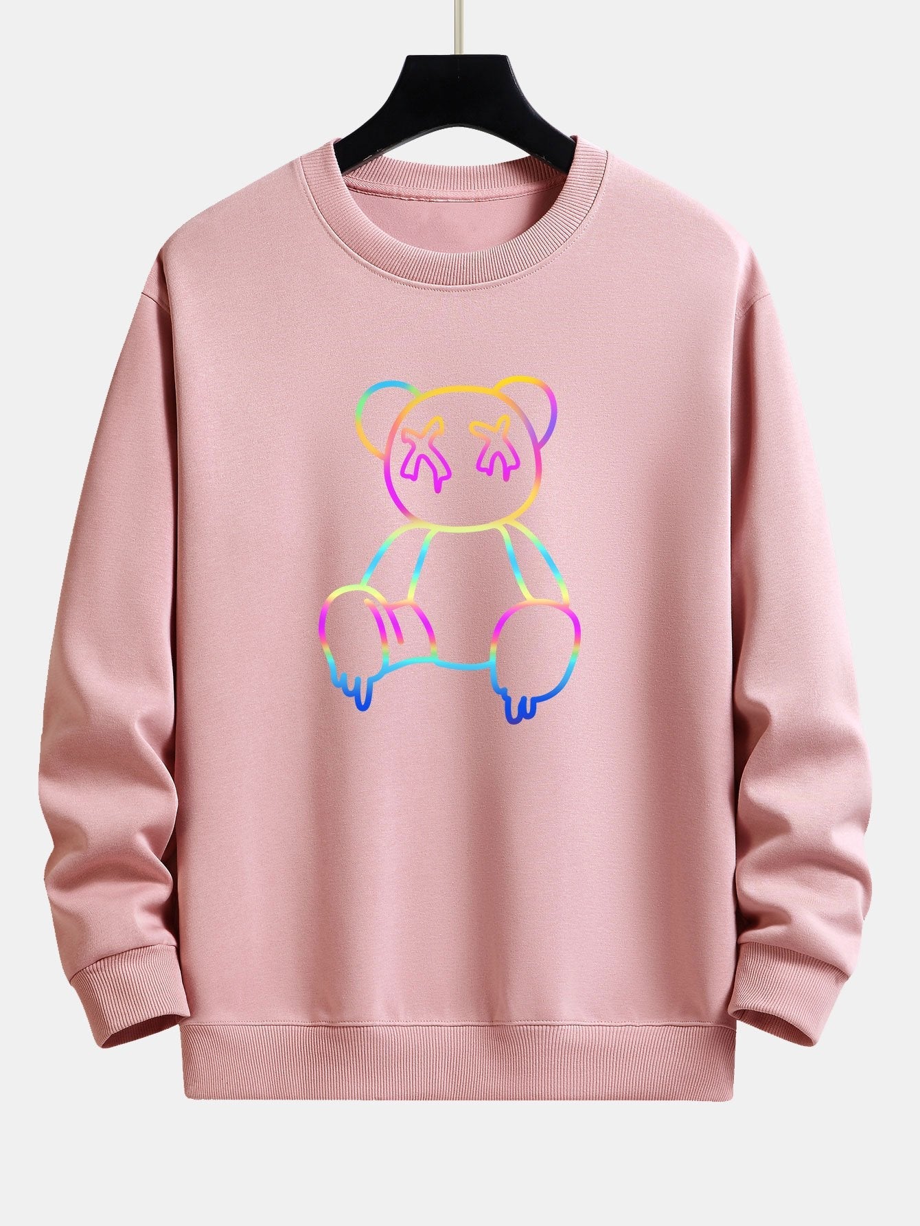 Gradient Dissolving Bear Print Relax Fit Sweatshirt