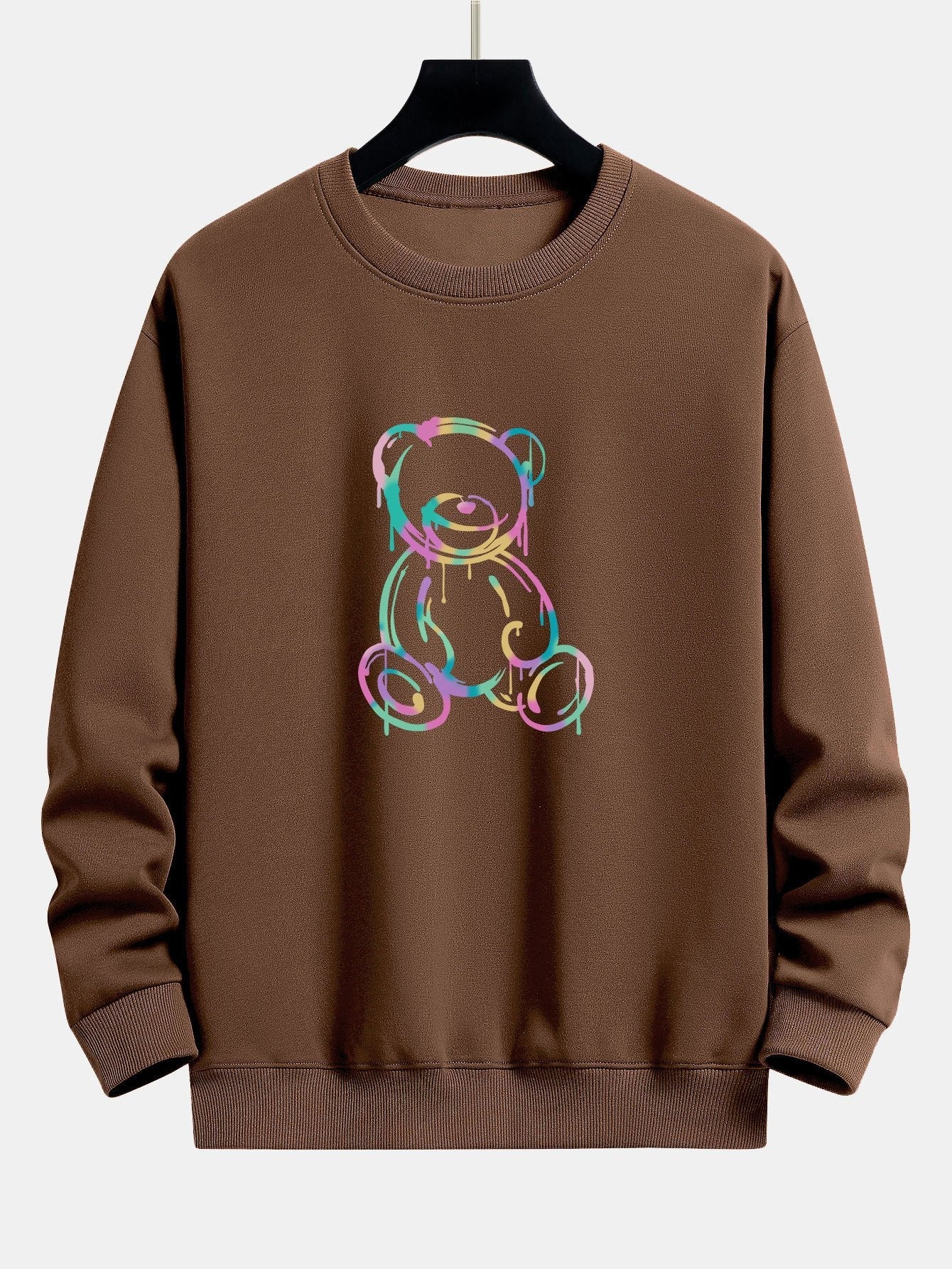 Colorful Dissolving Bear Print Relax Fit Sweatshirt