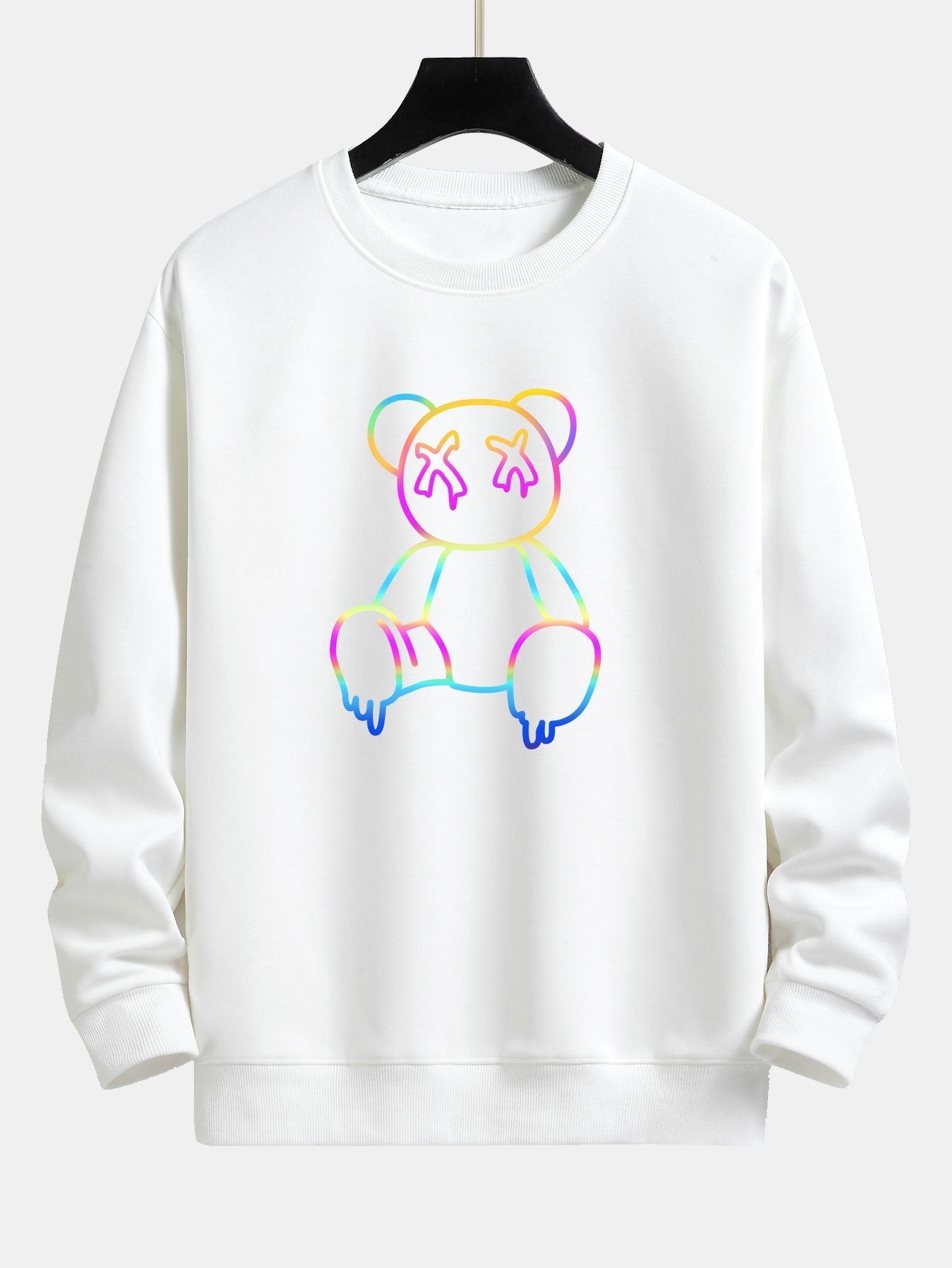 Gradient Dissolving Bear Print Relax Fit Sweatshirt