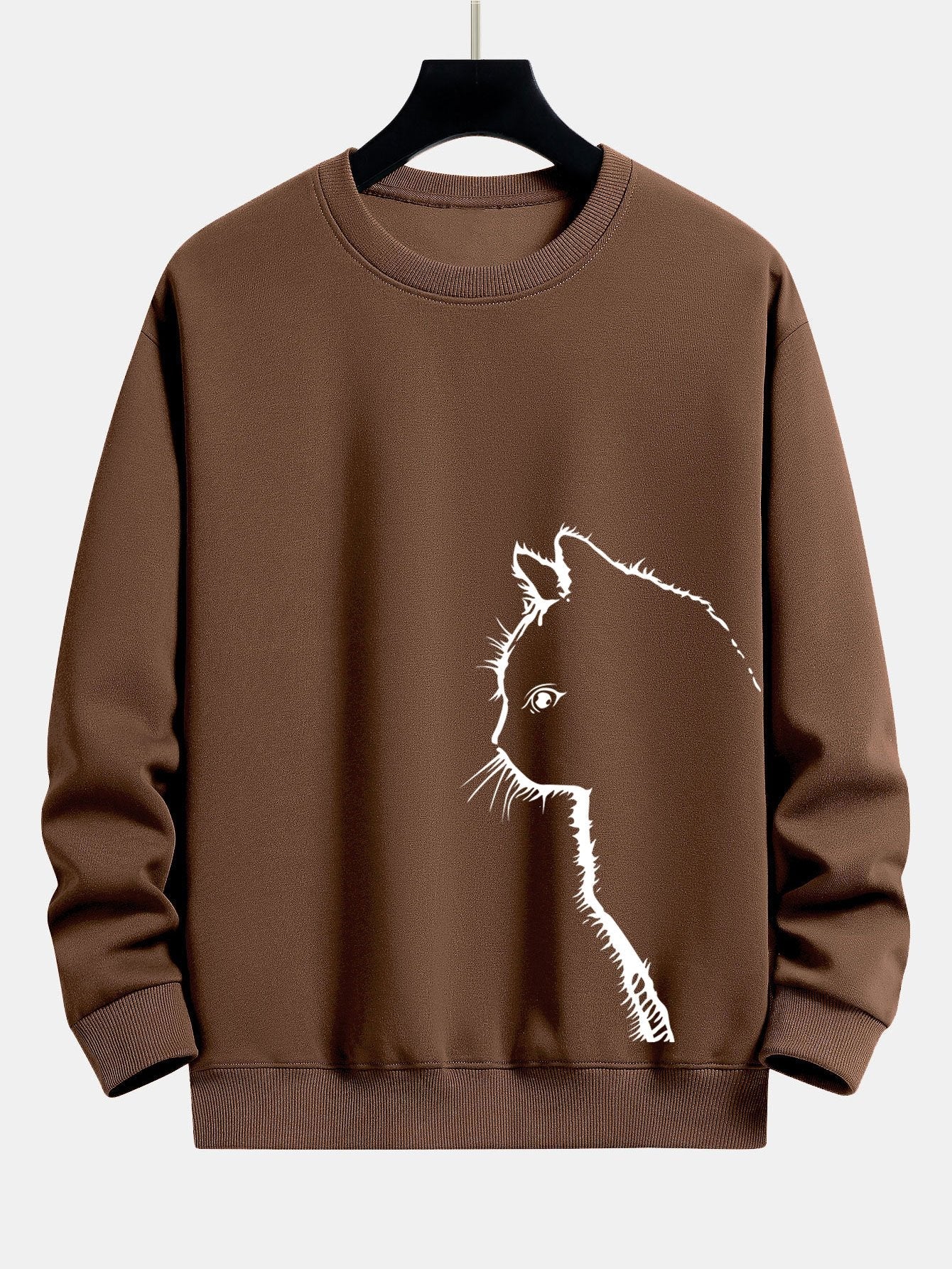 Sweat-shirt coupe décontractée à imprimé silhouette de chat