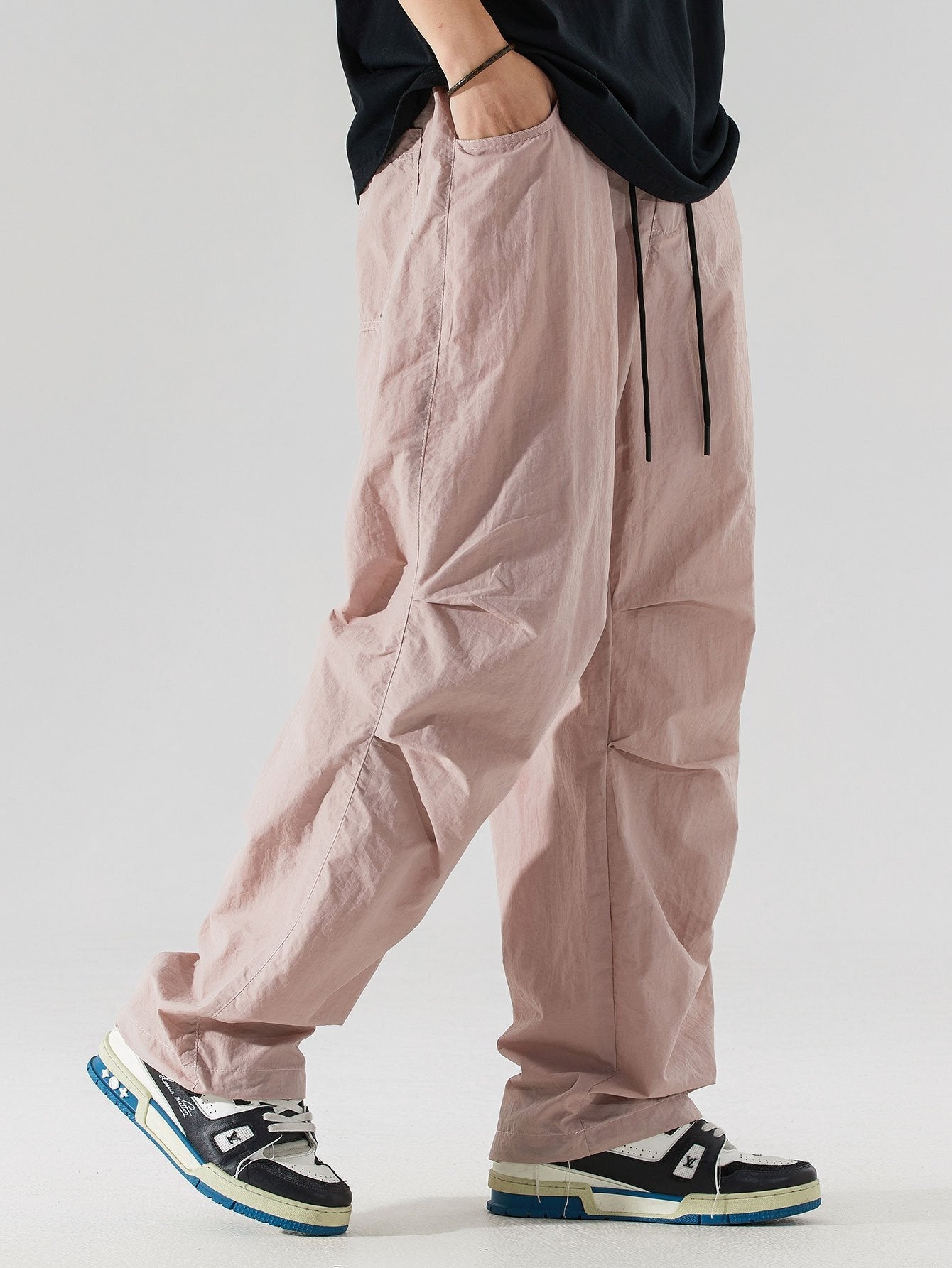 Elastic Waist Parachute Pants