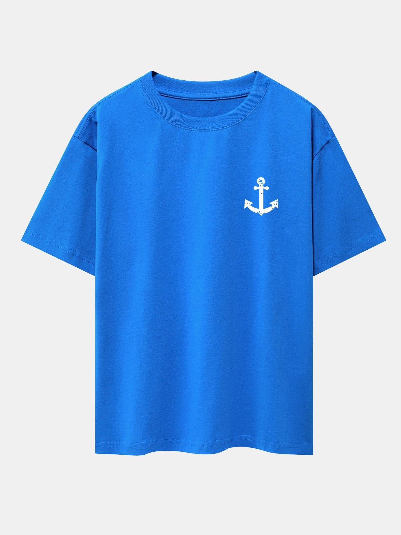 Anchor Print Drop Shoulder Oversize T-Shirt