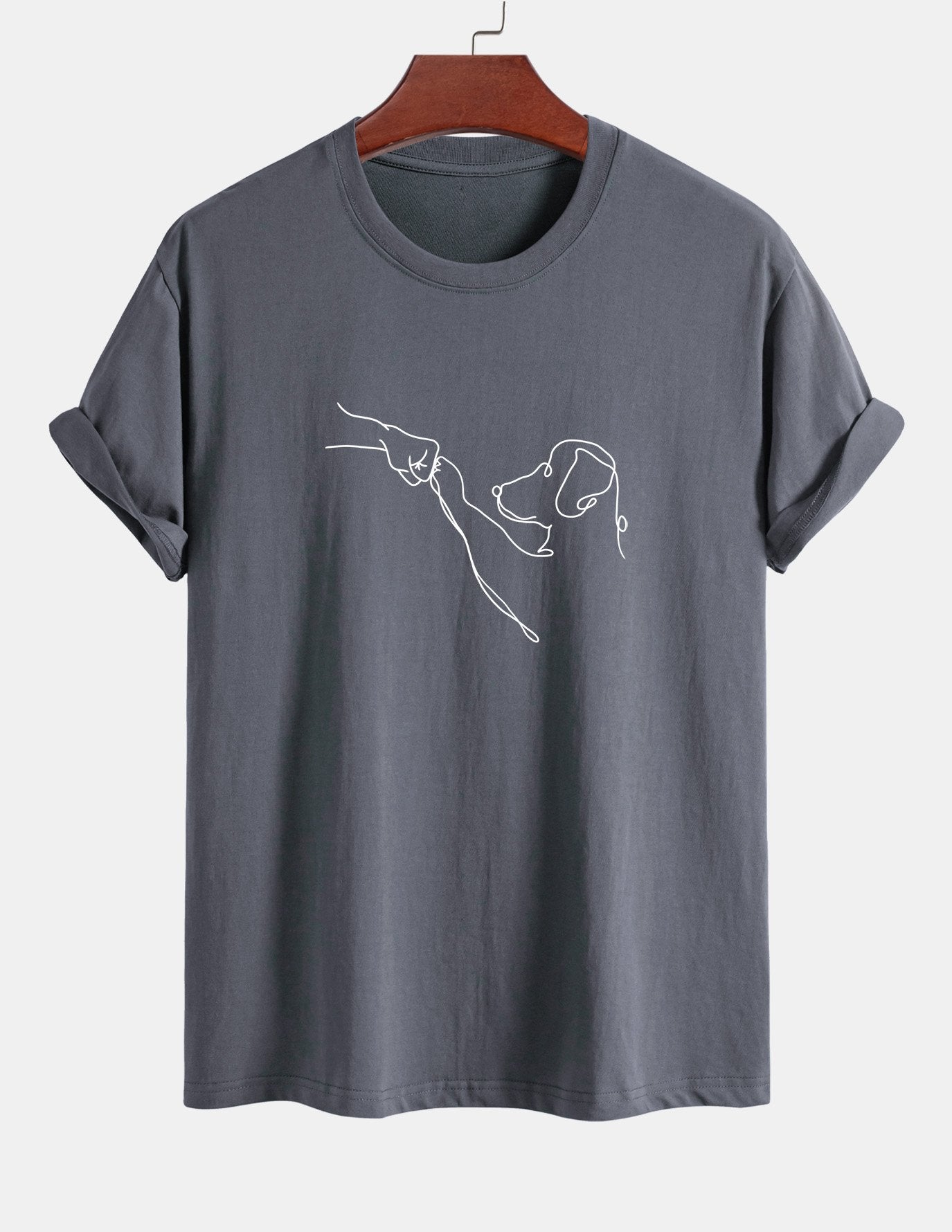 T-shirt en coton imprimé dessin au trait coupe classique