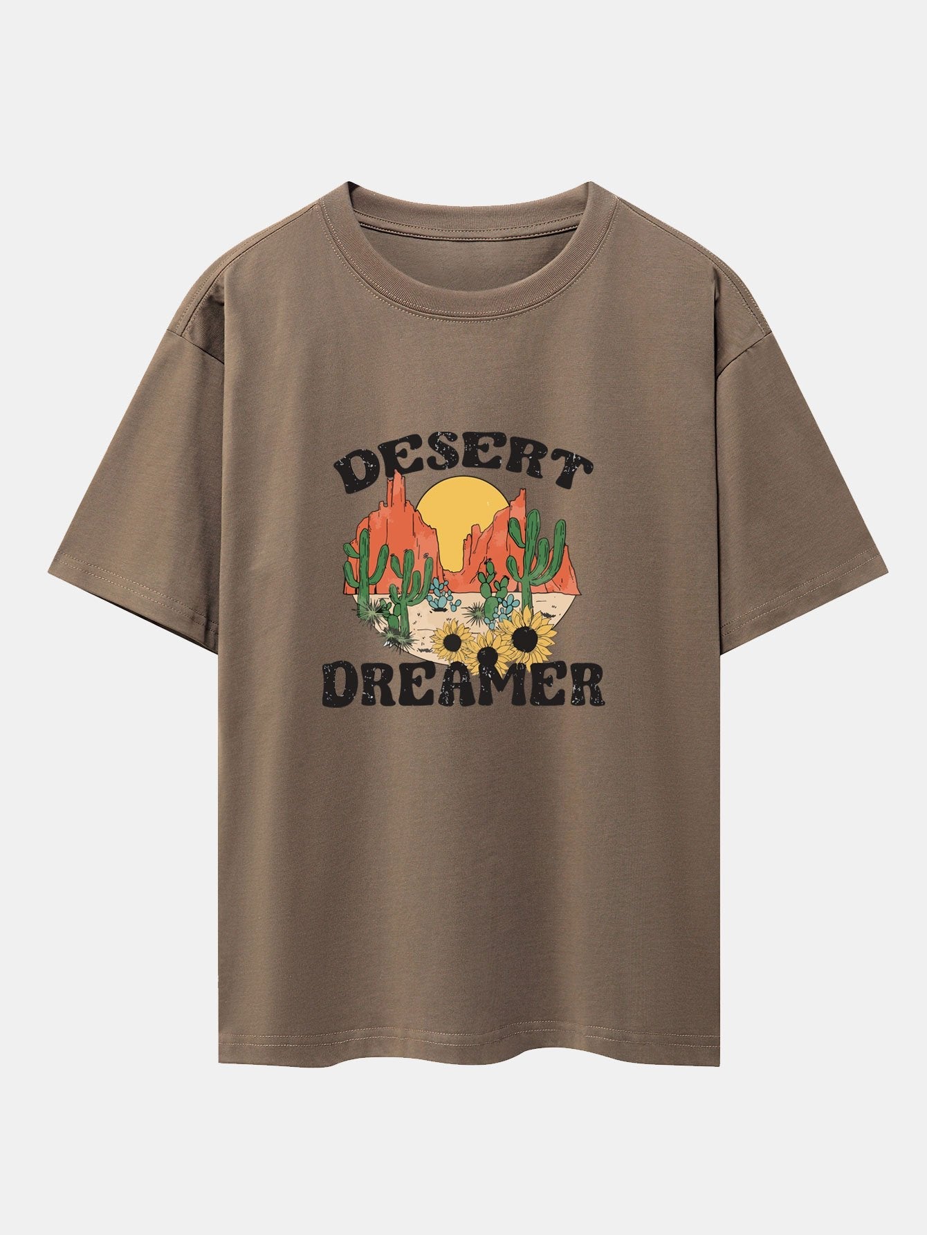 Vintage Desert Cactus Print Heavy Weight Oversize T-Shirt