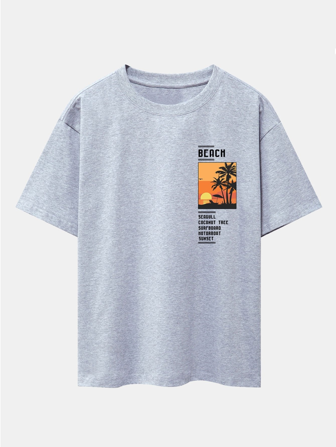 Beach Scenery Slogan Print Drop Shoulder Oversize T-Shirt