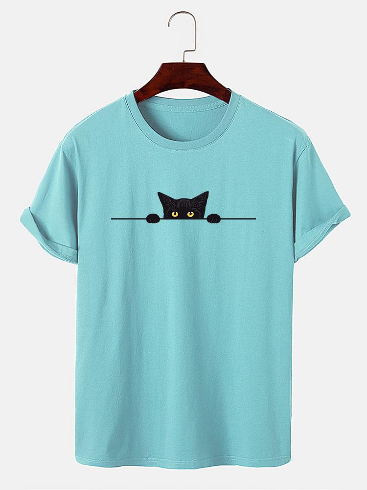 Black Cat Print T-Shirt